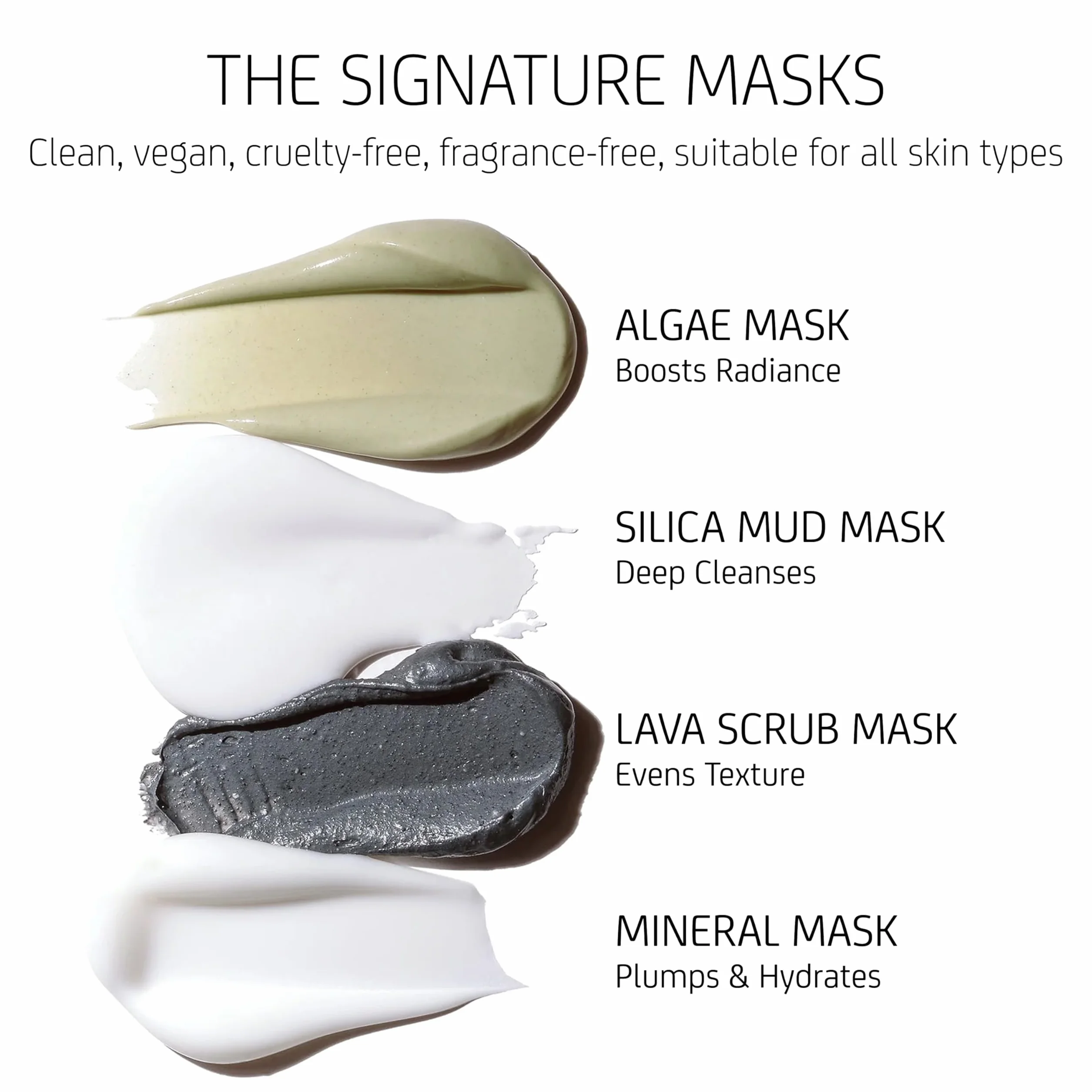 Blue Lagoon - Signature Masks zestaw podróżny | zrównoważona, bioaktywna, luksusowa pielęgnacja skóry (4 sztuki, zestaw, po 30 ml)