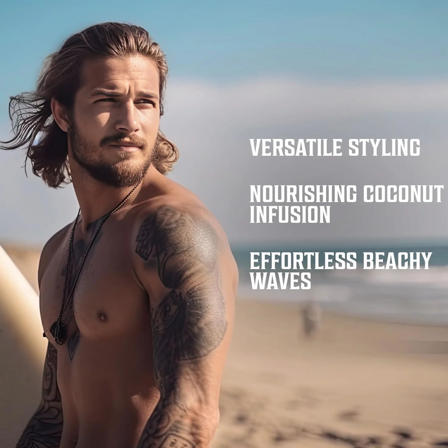 Viking Revolution - Sea Salt Spray Hair Men - Zapach kokosowy - Z wodorostami, aloesem i czerwonymi wodorostami - Spray z soli morskiej dla mężczyzn - Objętość i konsystencja - 260 ml