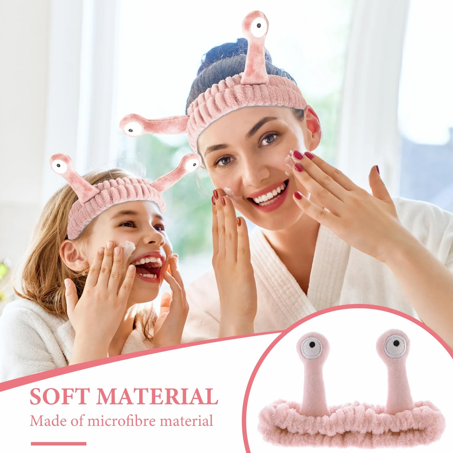 WLLHYF SPA Opaska na głowę do makijażu twarzy opaska na głowę z mikrofibry miękkie koralowe polarowe opaski na głowę ślimak, kreskówka, urocze akcesoria do włosów, elastyczna opaska do pielęgnacji