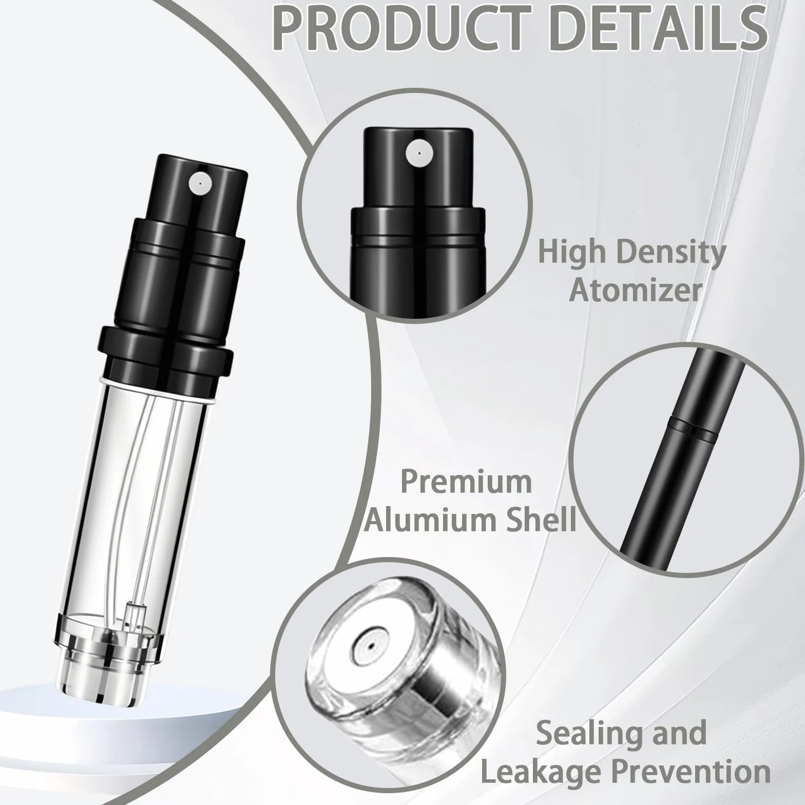 Atomizer perfum 5 ml czarny szary podróżny pojemnik na perfumy wielokrotnego napełniania