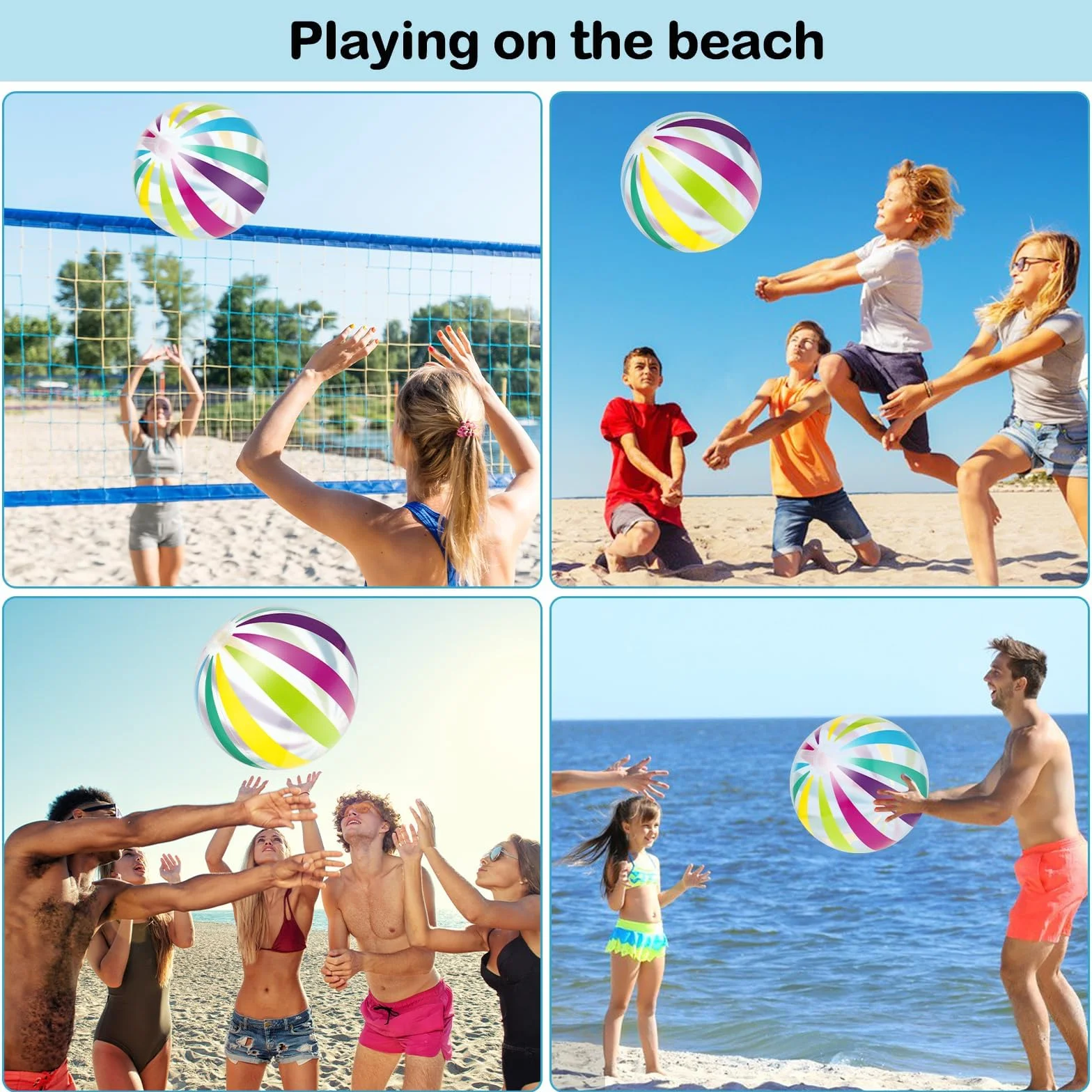 Nadmuchiwane piłki wodne, tęczowa piłka plażowa, 40 cm, do pływania, impreż, aktywności na świeżym powietrzu, basen, plaża, prezent