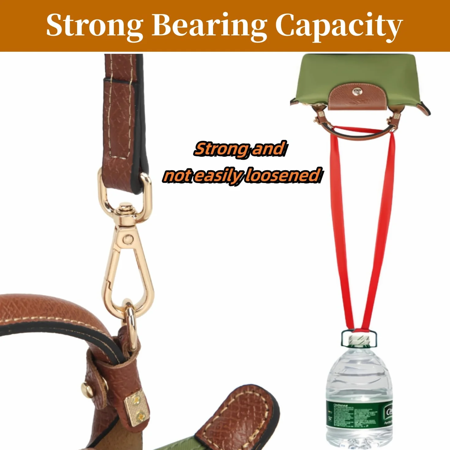 Skórzany pasek na ramię do torebki Longchamp, pasek na ramię do Longchamp, brązowy, mini Bag Straps z 2 adapterami na ramię, zapasowy pasek ze skóry (1,2 cm), żółto-brązowy
