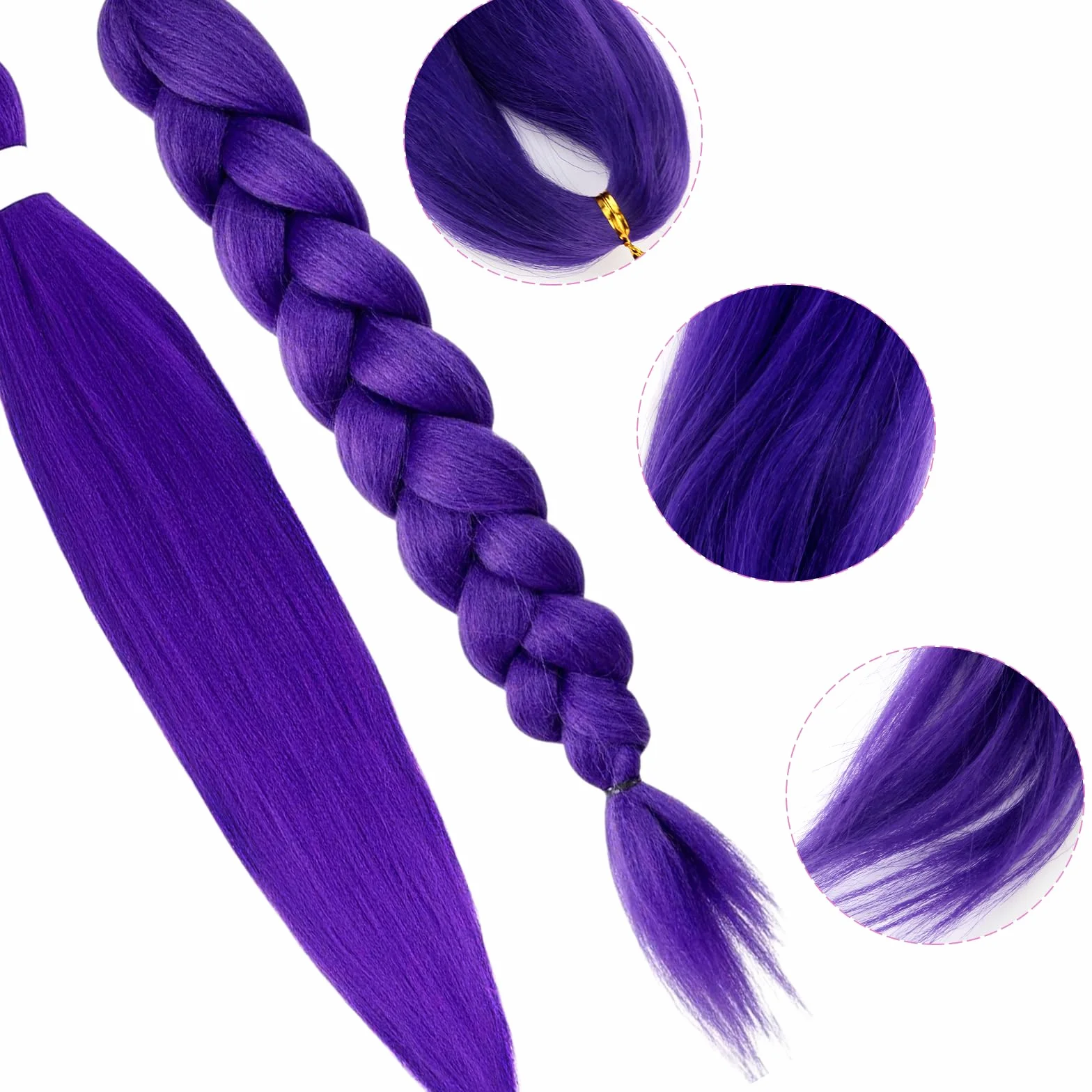 Fioletowy Braiding Hair 2 Peruka Rumi 30 cali Peruka Kpop Nadaje się do tworzenia różnorodnych kreatywnych stylizacji na Boże Narodzenie, Cosplay i występy sceniczne
