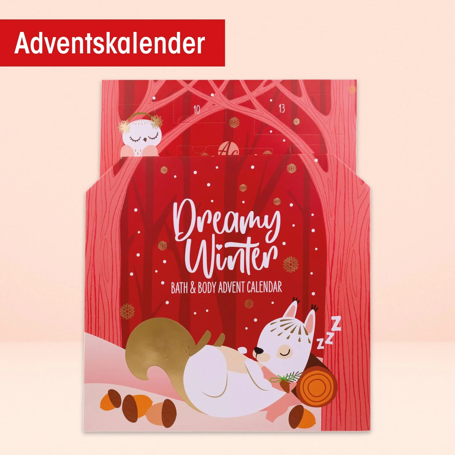 Accentra Kalendarz adwentowy z 24 produktami do pielęgnacji – kalendarz adwentowy Beauty z balsamem do ciała, kulkami kąpielowymi, żelem pod prysznic, szamponem, balsamem do ust, kremem do rąk