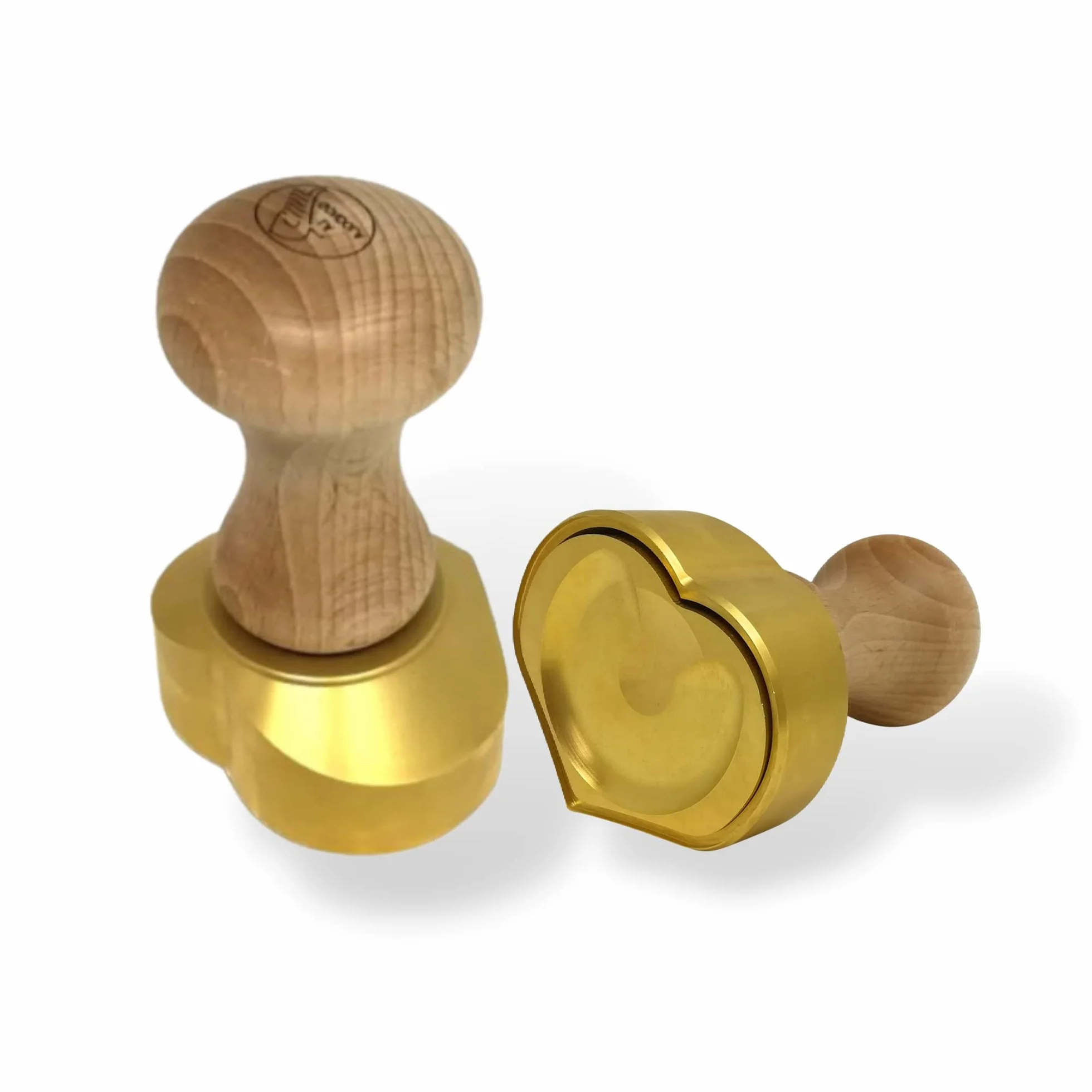 La Gondola Domowe pieczątki ravioli, kształt serca, 65 mm, włoskie narzędzie do robienia makaronu dla domu i biznesu, mosiądz i naturalne drewno, łatwy w użyciu stempel ravioli, krajalnica do