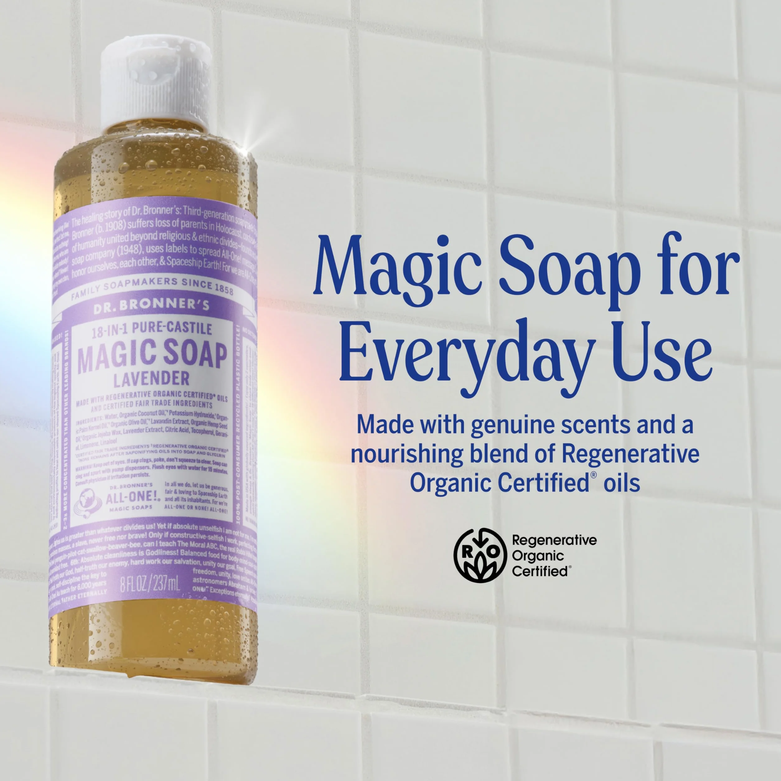 (240ml, Lavender) - Dr. Bronner's Fair Trade & Organic Castile Liquid Soap - (Lavender, 240ml)