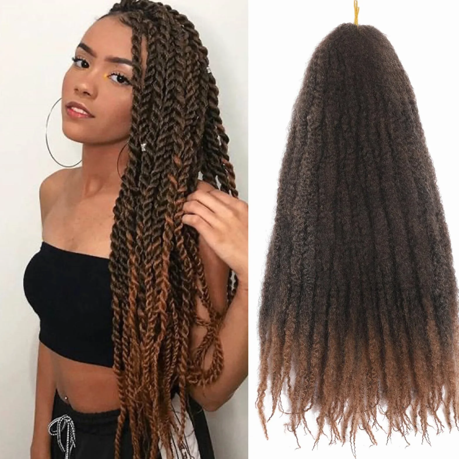 Marley Twist Warkocze do włosów Marley Twist Włosy Długie kubańskie Marleys Afro Kinky Curly Twists Faux Locs Warkocze szydełkowe Syntetyczne Warkocze szydełkowe Przedłużki do włosów (T30