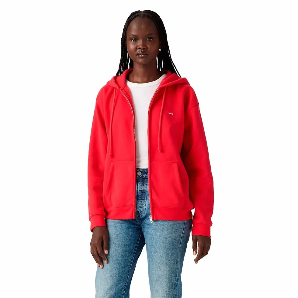 Levi's Everyday Zip Hoodie True Red Fleece, czerwony (True Red), S