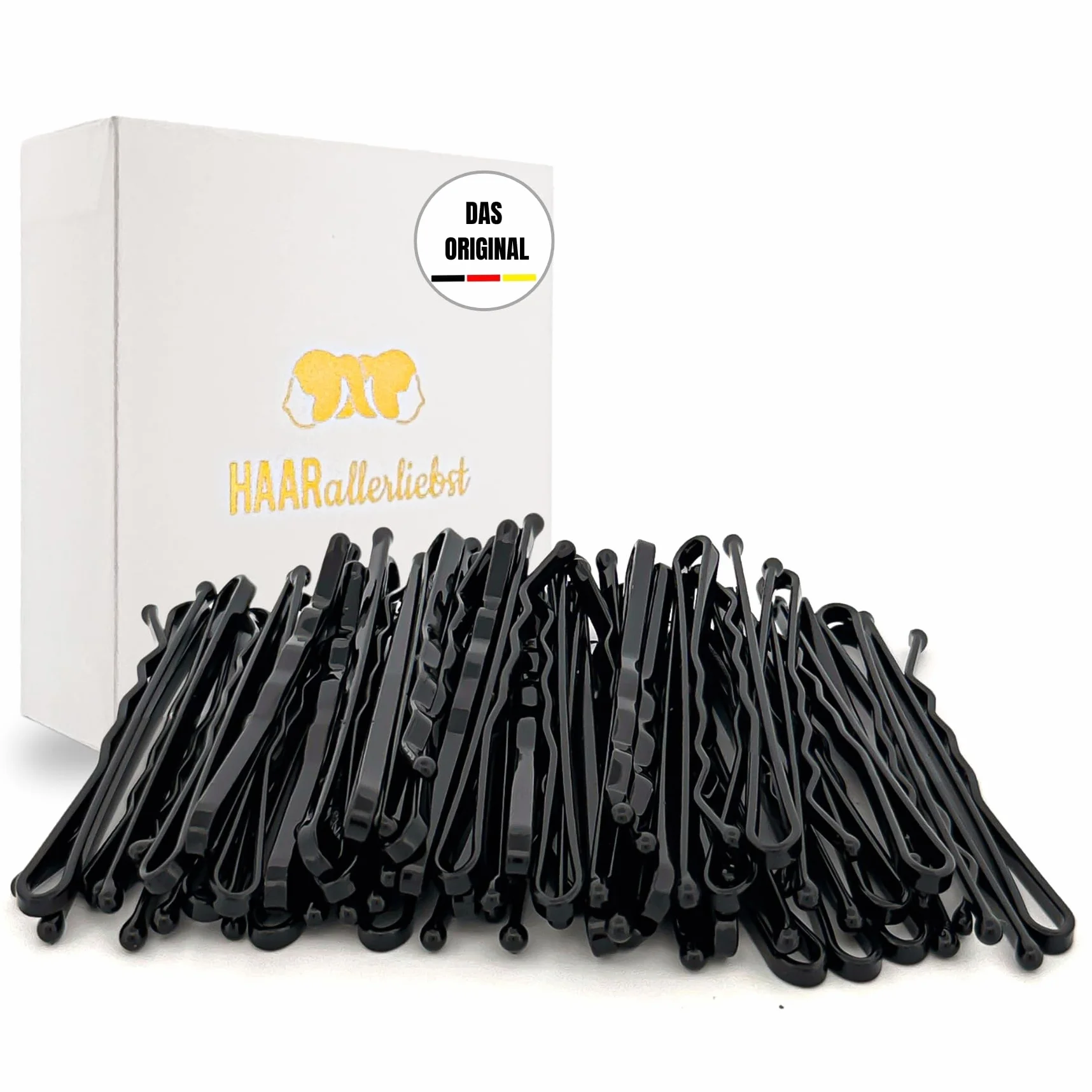 HAARallerliebst Bobby Pins 50 szt. czarne 5 cm spinki do włosów