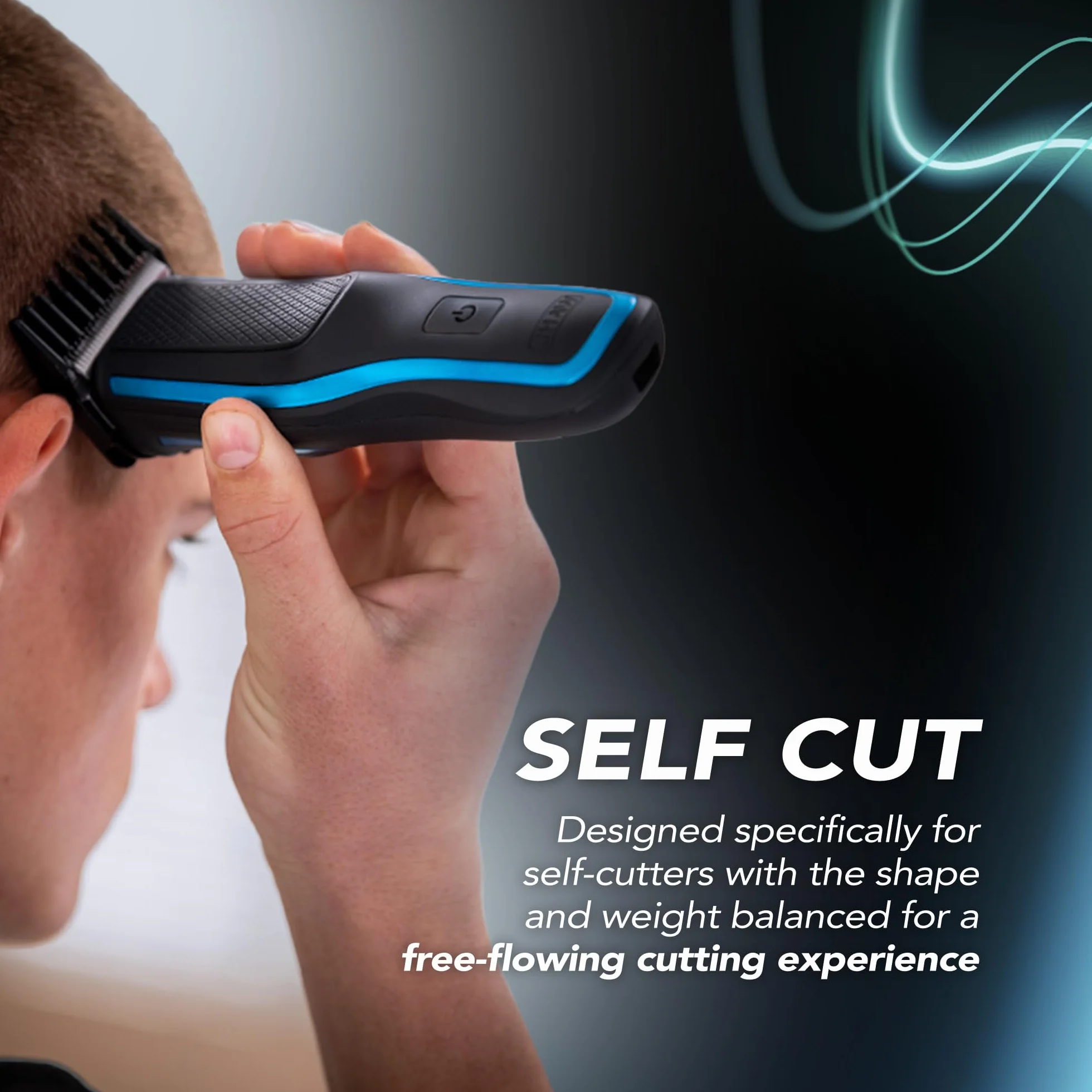 WAHL Self Clip 360 bezprzewodowa maszynka do strzyżenia włosów czarna 10 nasadek USB