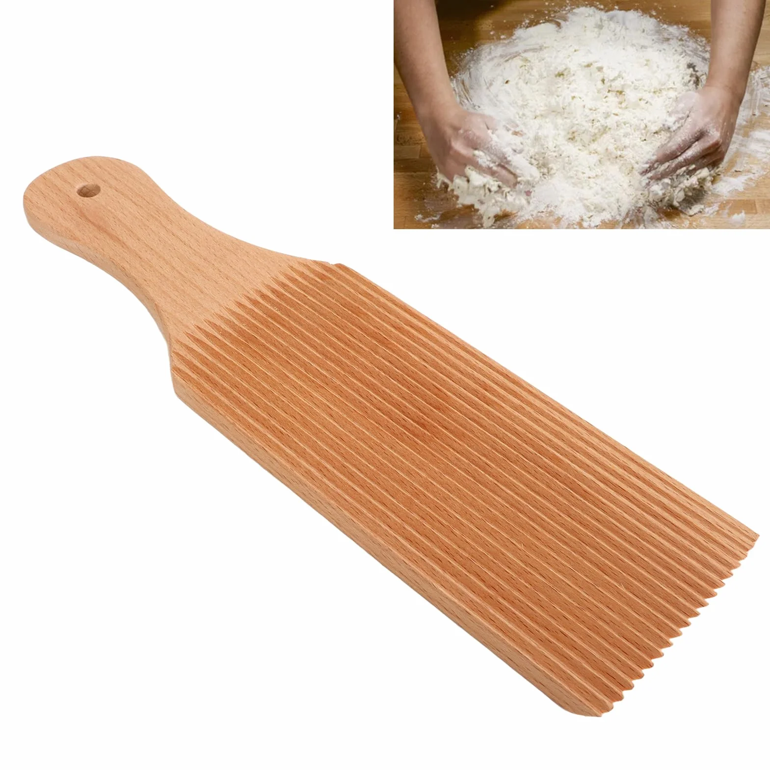 Deska do Gnocchi, Bukowa Deska do Makaronu Wałek do Gnocchi Kształtka do Makaronu Narzędzia Akcesoria do Makaronu