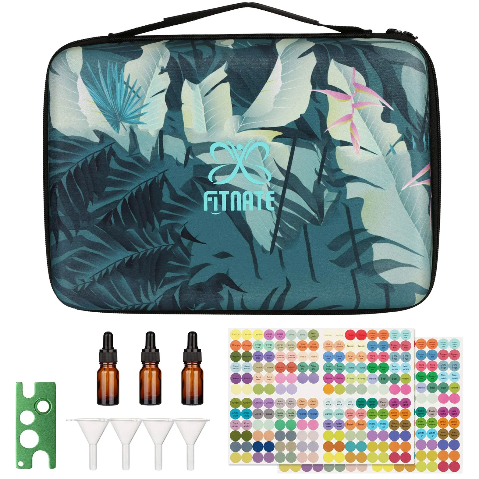 FITNATE ätherisches Öle Tragetasche für 70 Flaschen für 5/10/15 ML, Perfekt für Reisen, Hartschale, Wasserdicht, Mit Flaschenöffner und Aufkleber und kleinem Trichter, Aufbewahrungsbox