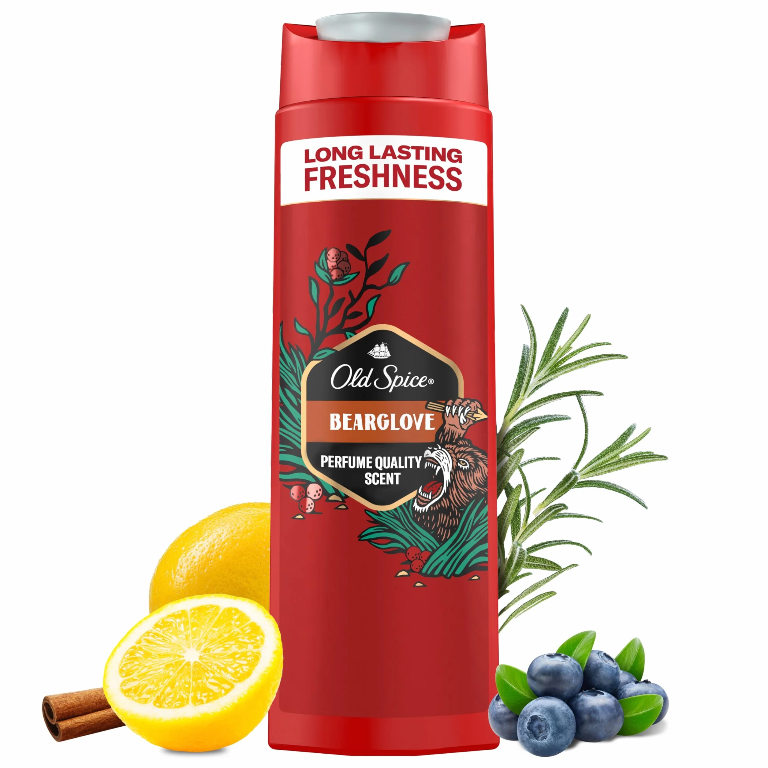 Old Spice Bearglove Żel Pod Prysznic I Szampon Dla Mężczyzn 400ml, Uniwersalna Formuła 3 w 1 Do Mycia Ciała, Włosów i Twarzy, Długotrwała Świeżość, Zapach O Jakości Perfum, Głębokie Oczyszczanie