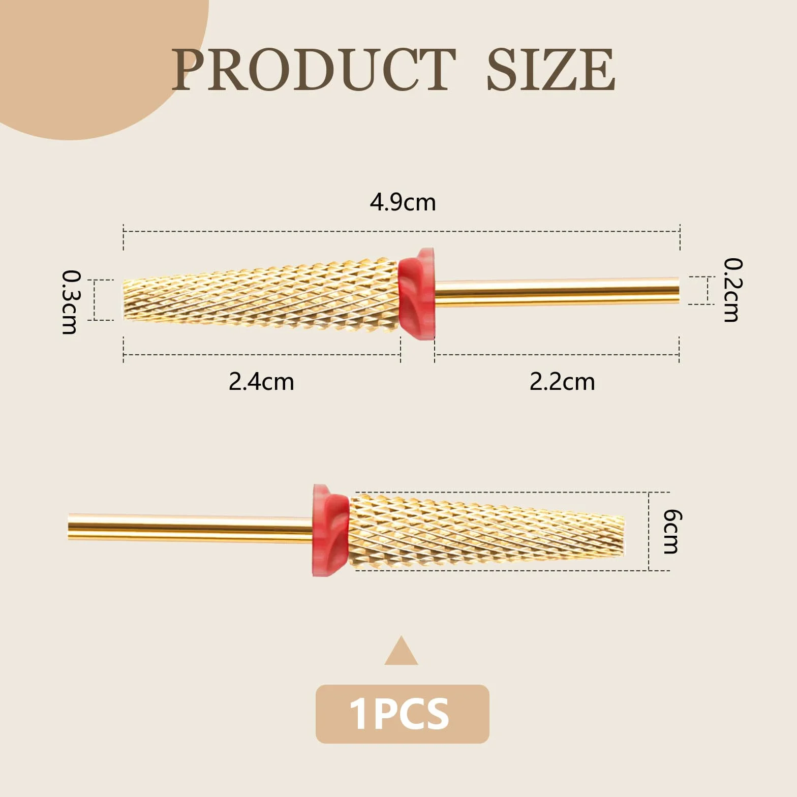Kotkiddy® Bardzo długie wiertło do paznokci 5 w 1, bity wolframowe 24 mm, zaawansowane szybkie usuwanie do manicure, pedicure, polerowania żelu do skórek paznokci (gruboziarniste, złote)