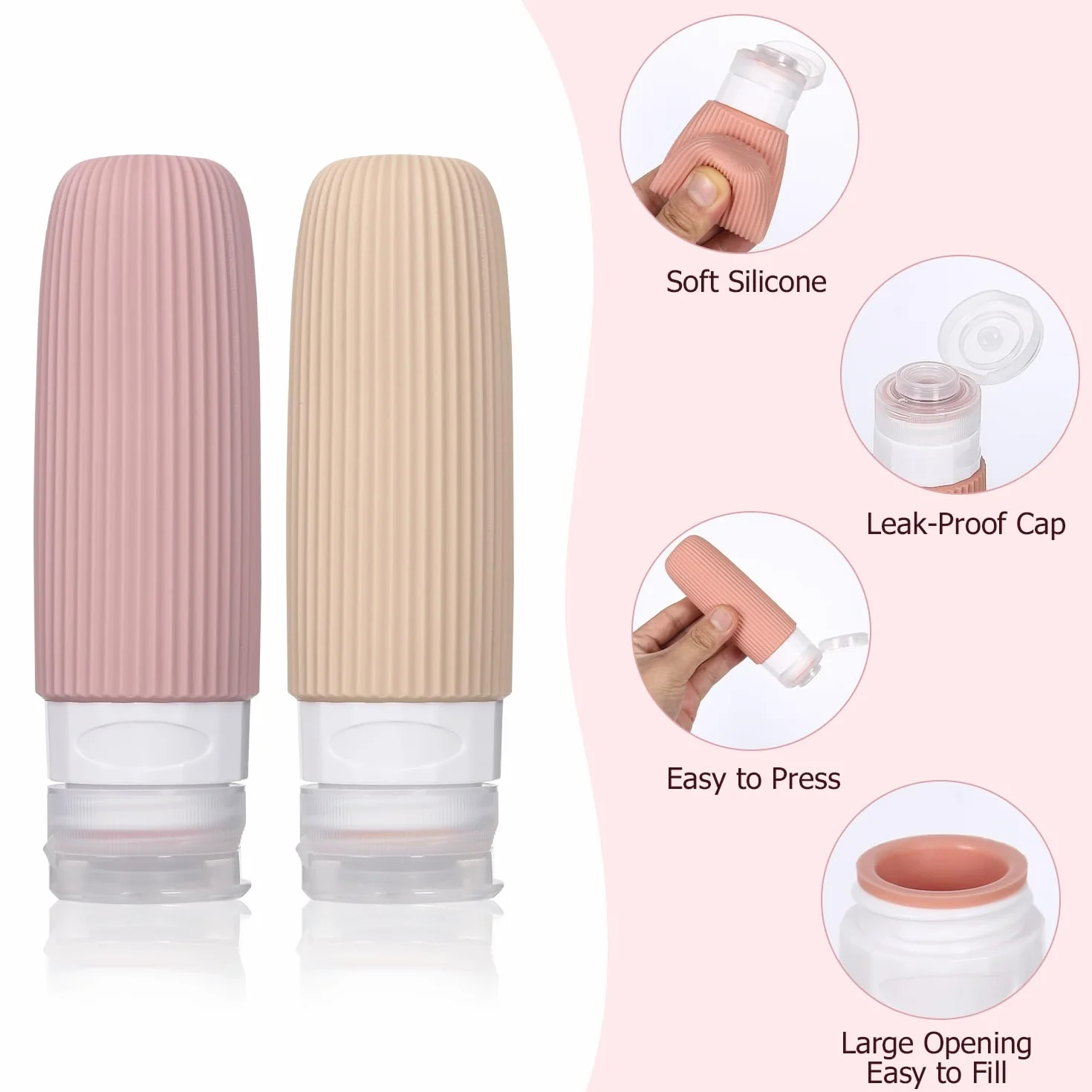 Silikonowy zestaw podróżny butelek do napełnienia 30/90ml szczelne