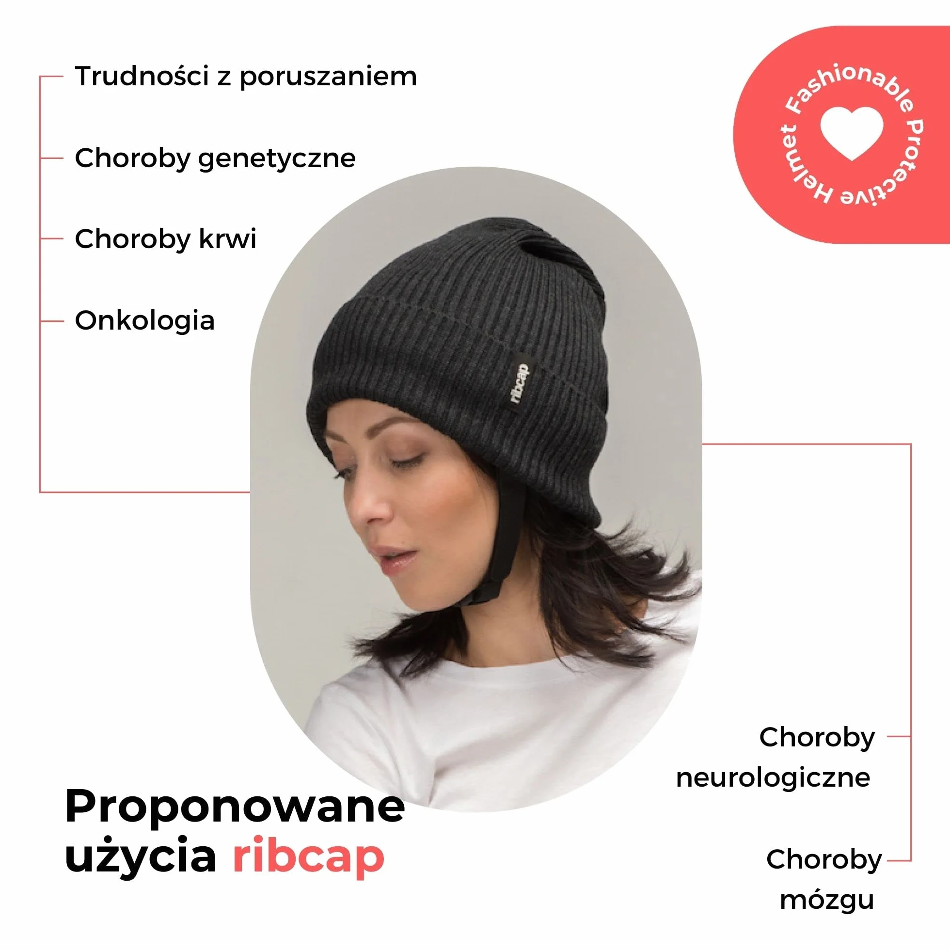 Ribcap Lenny antracyt medium, miękka ochrona głowy, Ø 56-58 cm