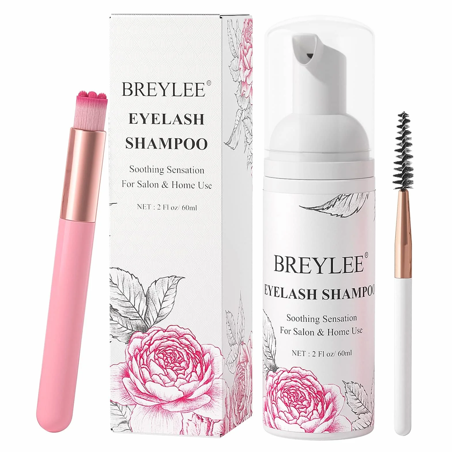 Szampon do przedłużania rzęs 60 ml szczoteczka + szczoteczka do tuszu do rzęs Szampon do demakijażu powiek Odżywcza formuła Bez parabenów i siarczanów Środek do demakijażu Do użytku w salonie i domu