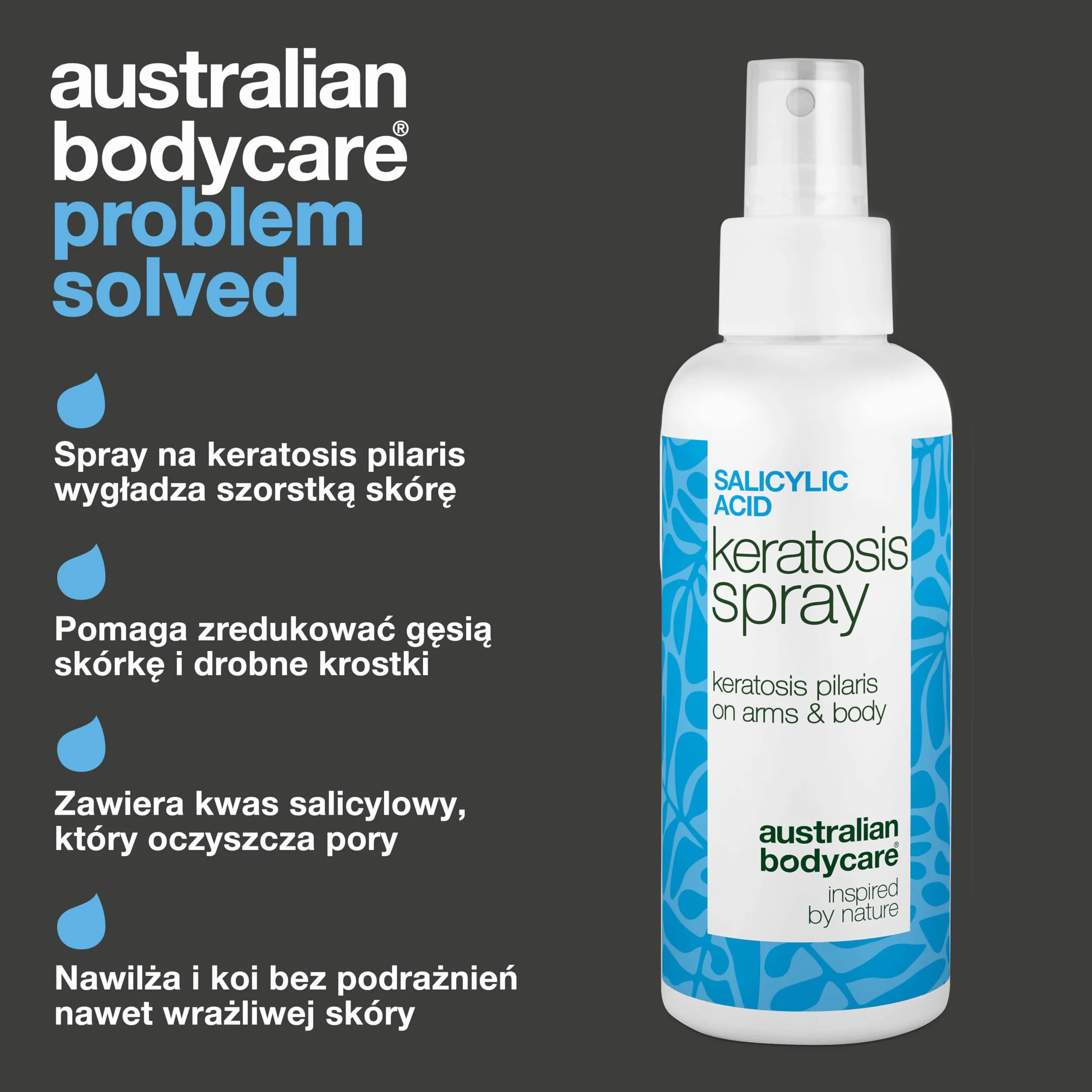 Spray na Keratosis Pilaris – usuwa rogowacenie mieszkowe, gęsią skórkę i szorstką skórę z kwasem salicylowym, glikolowym, pantenolem i gliceryną