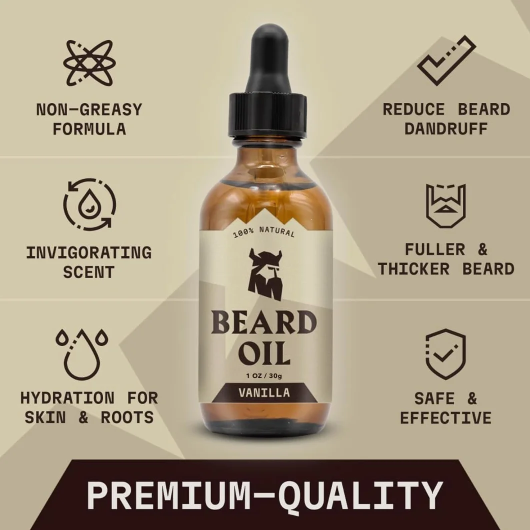 Striking Viking Beard Oil and Balm - Leave in Beard Conditioner - Tames, Styles, Softens, Moisturizes Beards and Mustache - Made with All Natural and Organic Argan and Jojobo, Olejki waniliowe