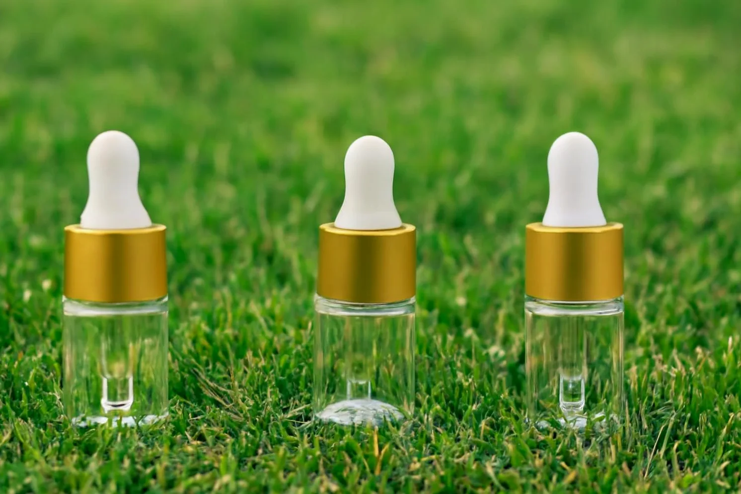 50 szt. mini szklanych buteleczek z kroplomierzem 2 ml – złote zakrętki, idealne na nalewki, olejki eteryczne, perfumy i płyny – z pipetą i lejkiem