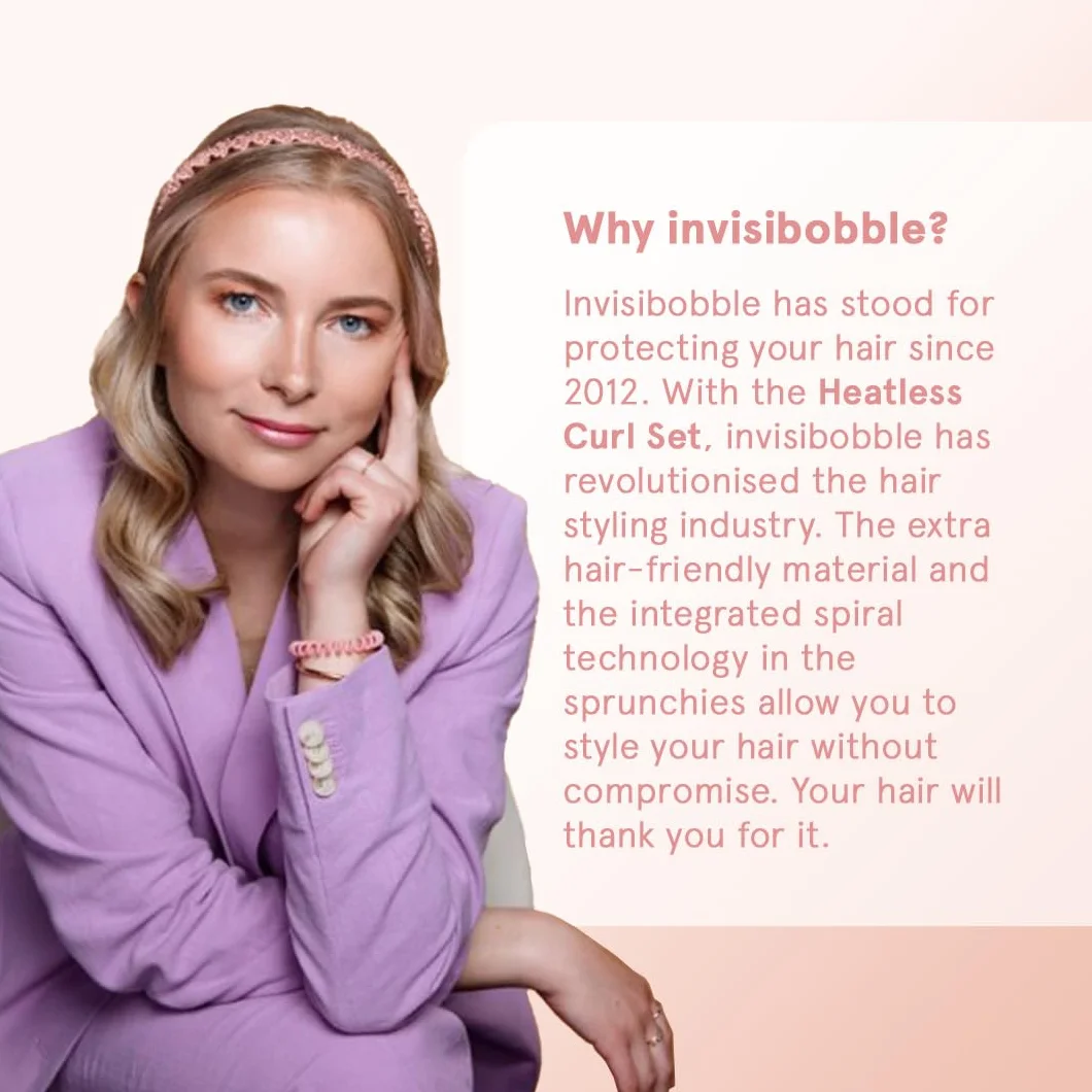 invisibobble Zestaw loków bez heatless curl I lokówka bez wysokiej temperatury antypoślizgowa I aksamitna taśma na noc I lokówka do włosów średniej długości