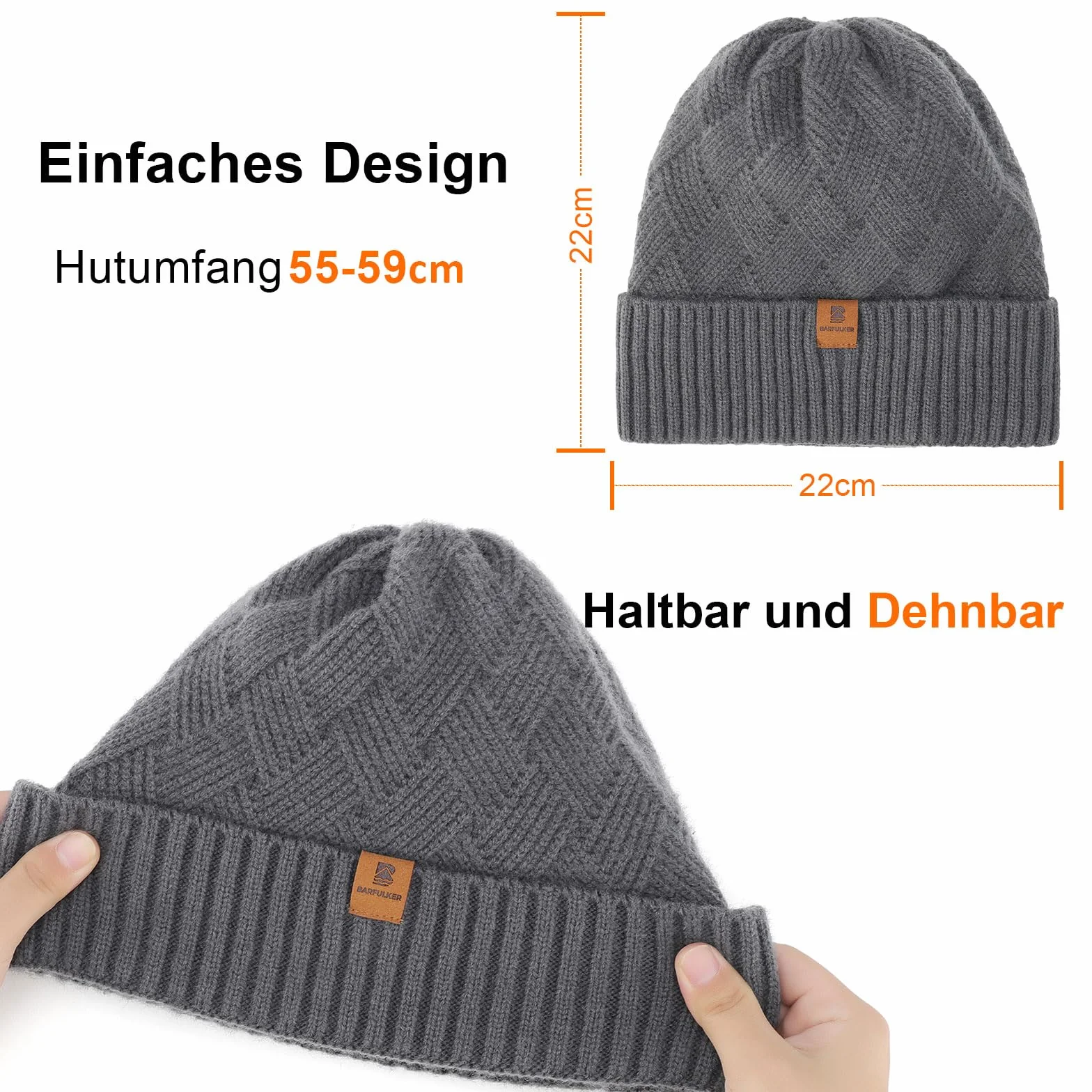 Czapka Beanie dla Mężczyzn i Kobiet, Uniseks Czapki Dzianiny na Jesień Zimę Dzianina Czapka Zimowa Damska Miękka i Ciepła Czapka Knitted Hats,Szary