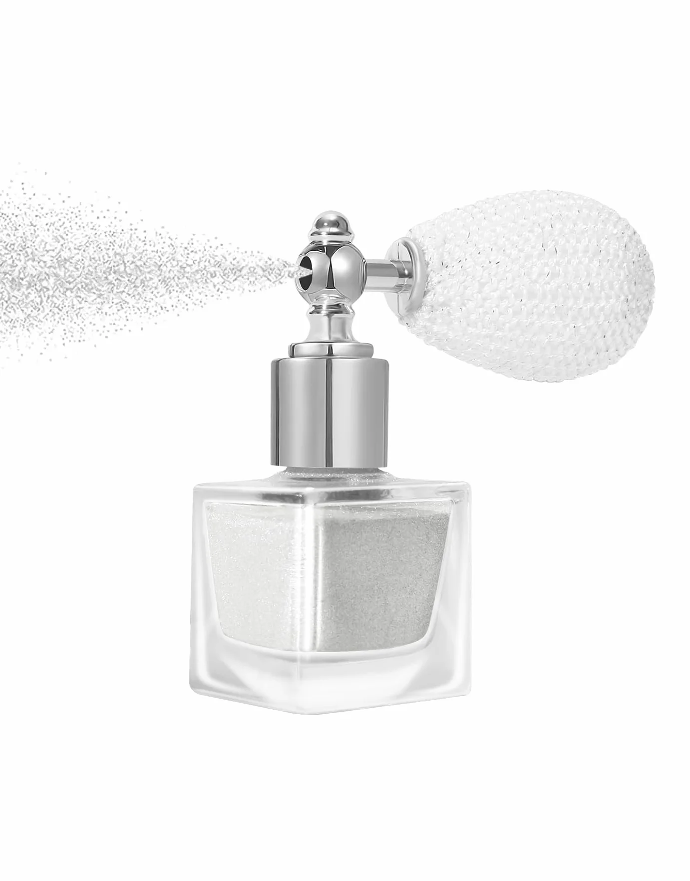 Glitter Spray, brokatowy spray do twarzy i ciała, błyszczący lakier do włosów, puder do makijażu, rozświetlacz, puder brokatowy w sprayu, na Boże Narodzenie, imprezę rave (perłowo-biały)