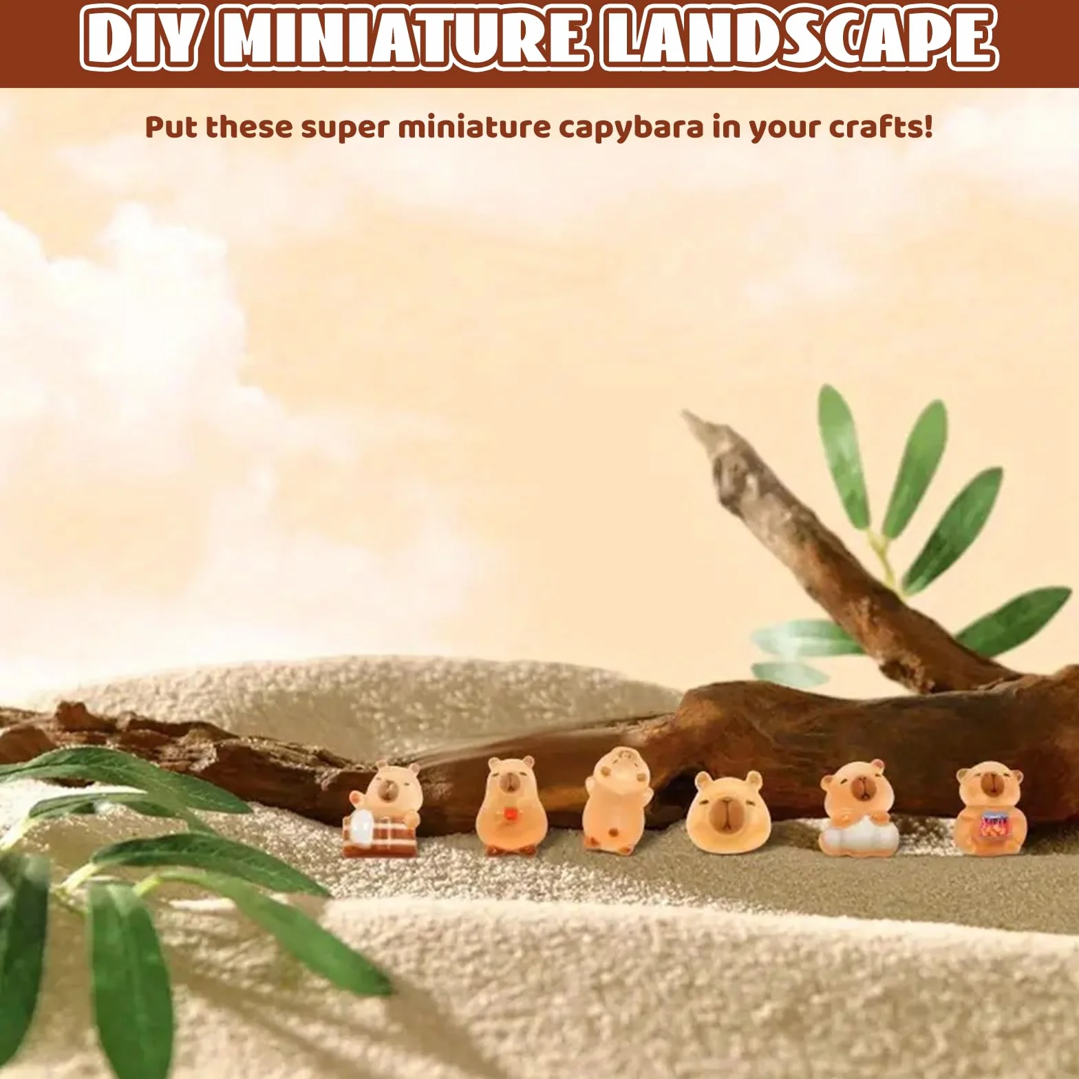 200 sztuk mini figurek capybaras z pudełkiem do przechowywania zwierząt w brązowej mące słodka miniaturowa świnka wodna do majsterkowania rzemiosło decor