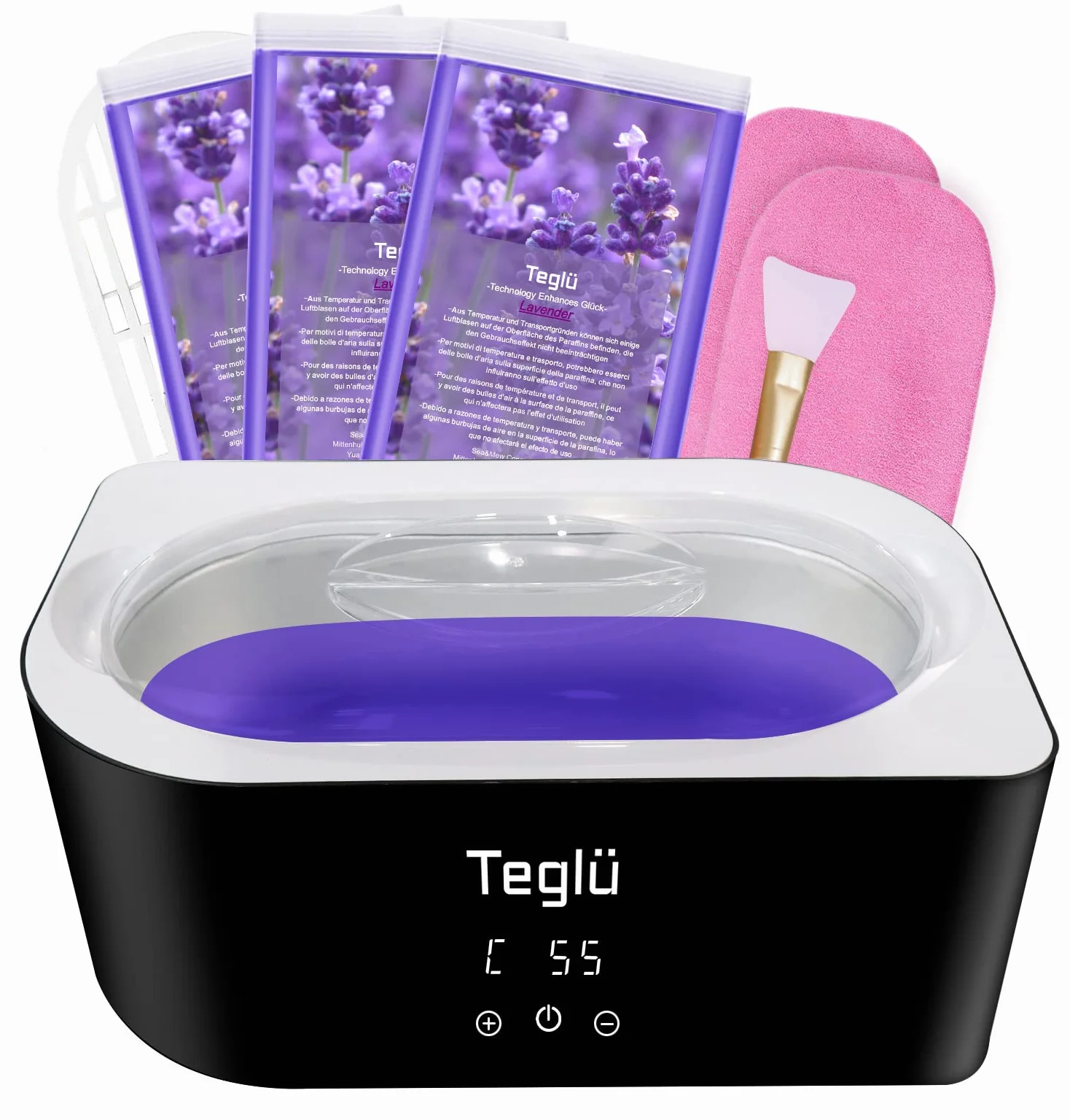 Kąpiel parafinowa do dłoni i stóp 4L, zestaw do kąpieli parafinowej z akcesoriami 1350g parafina/rękawiczki/pędzel-200W, czarny