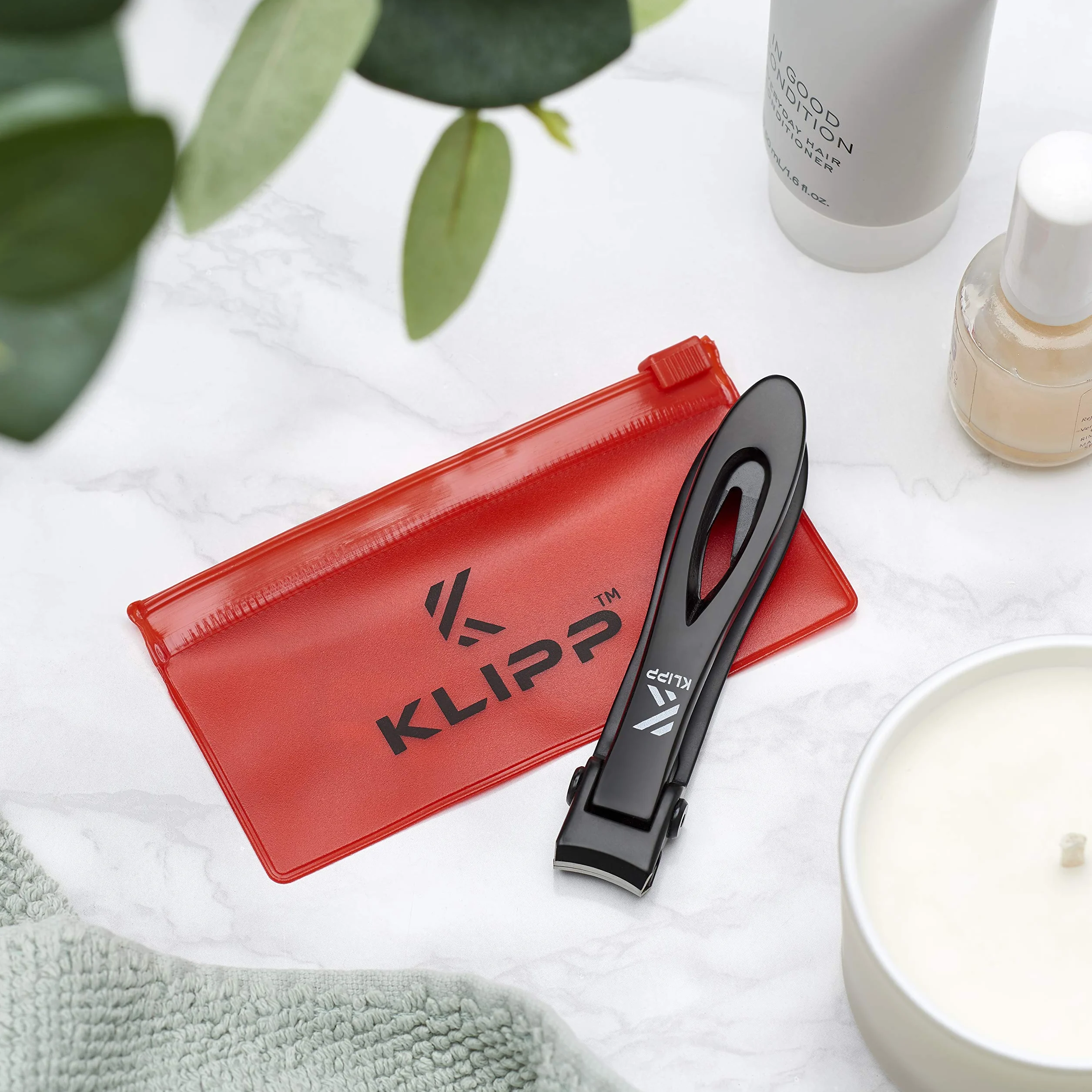 KLIPP Obcinacz do grubych paznokci 15 mm, zakrzywione ostrza ze stali nierdzewnej, czarna powłoka próżniowa, narzędzie do manicure i pedicure
