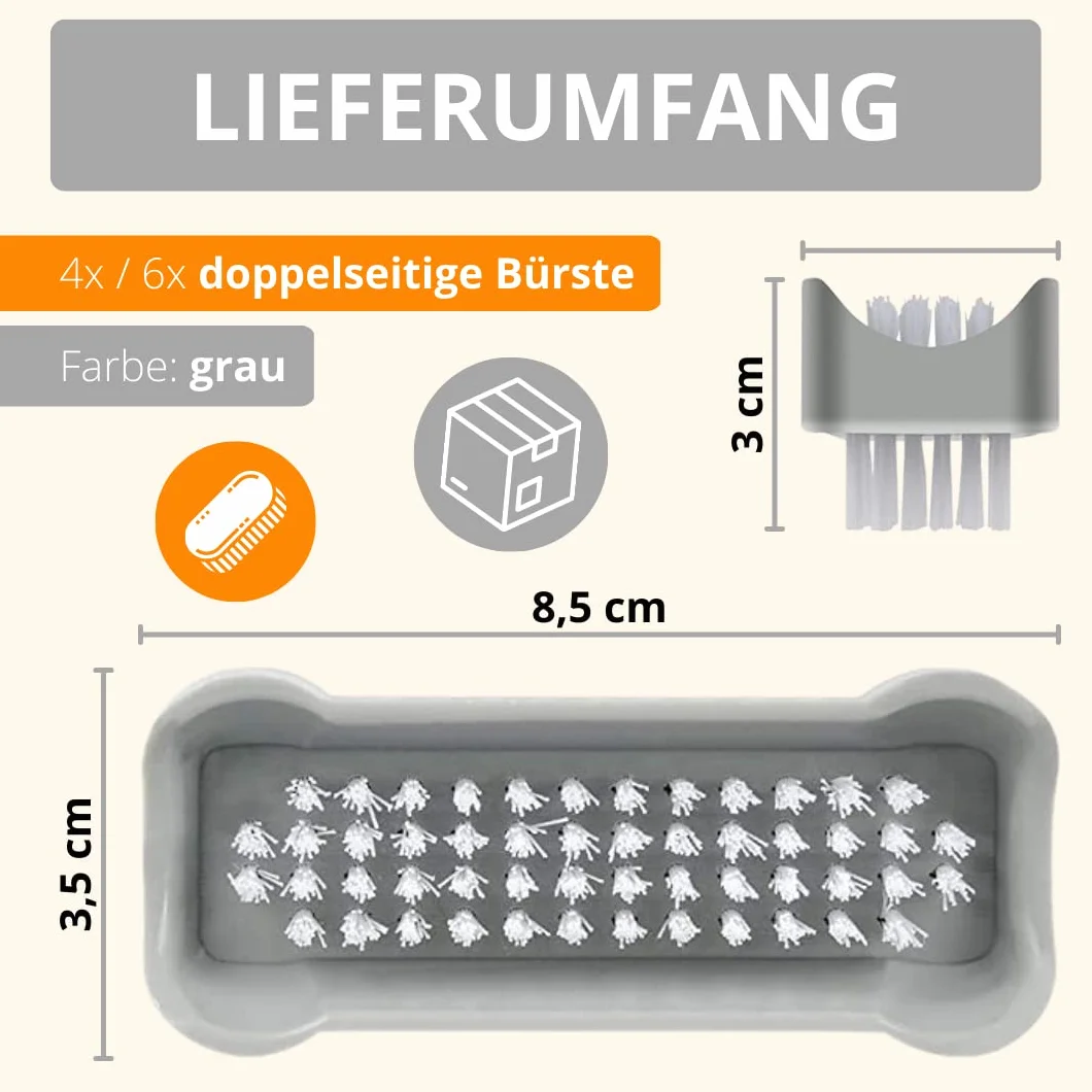 AMATHINGS Dwustronna szczotka do mycia rąk do dokładnego uniwersalnego czyszczenia (kolor szary) – szczotka do paznokci (6 sztuk) – szczotki do czyszczenia powierzchni i rąk