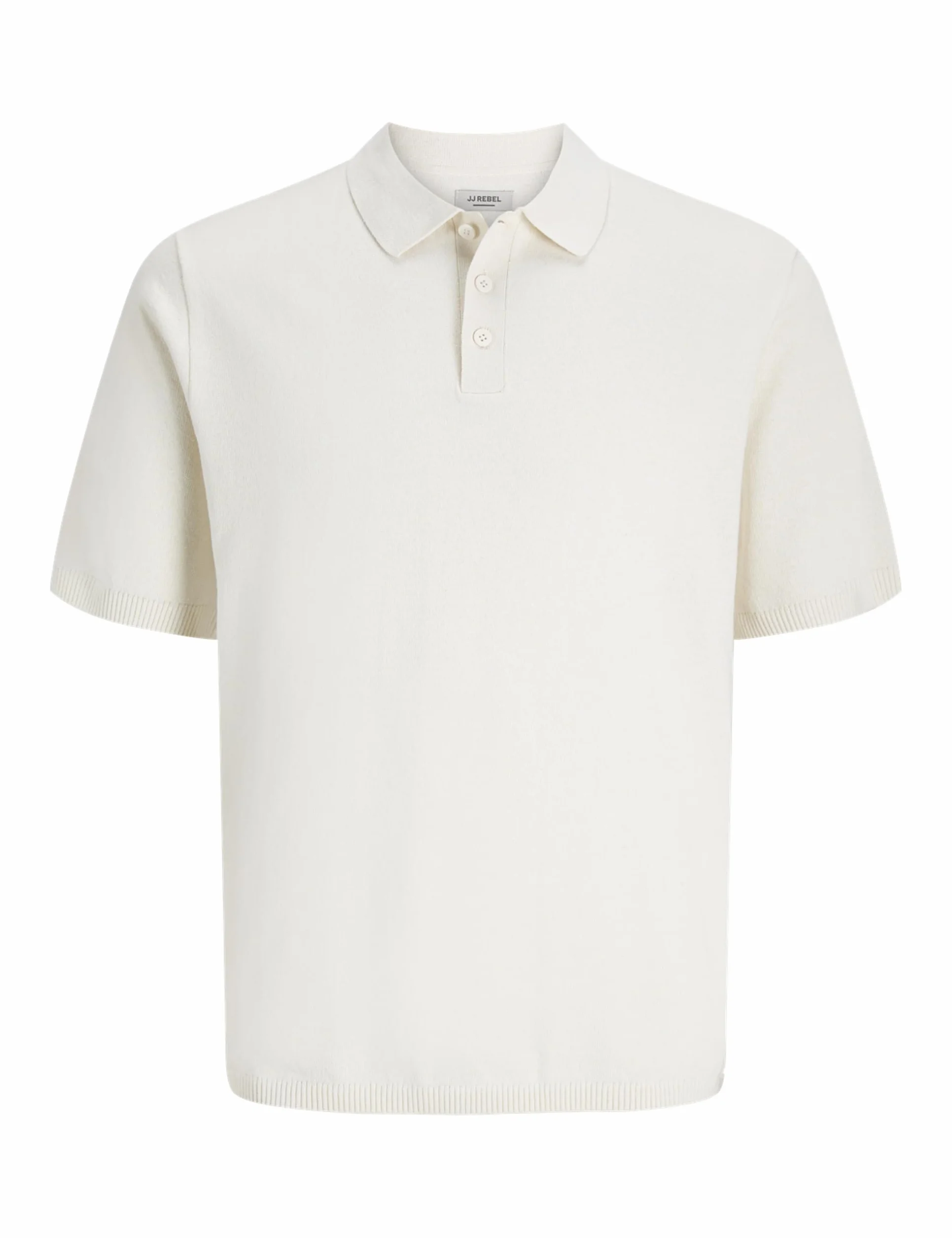 JJ REBEL Jrebcallum Knit Polo Ss, Cloud Dancer, S