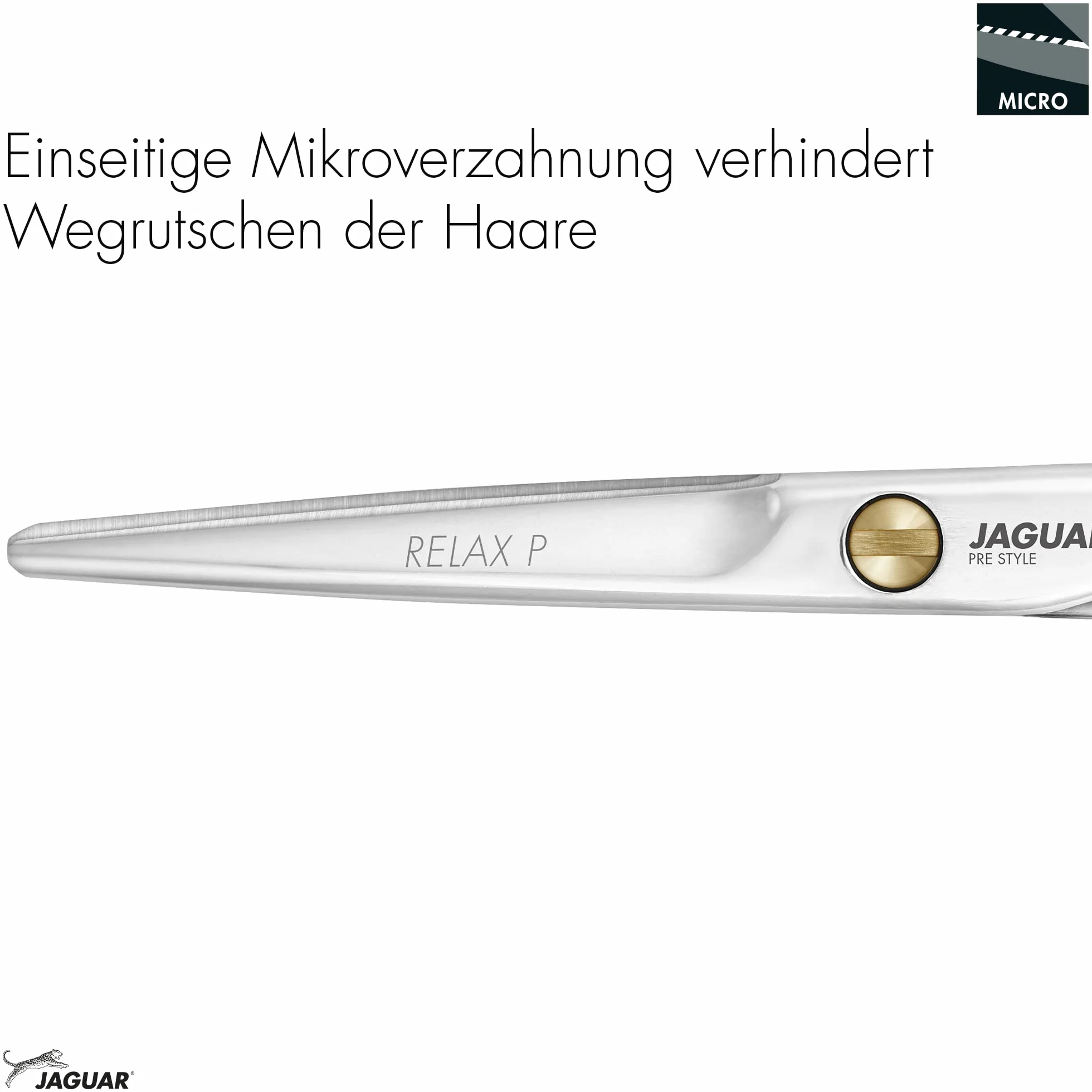 JAGUAR Nożyczki do włosów Pre Style Relax P 6.0", wzornictwo offsetowe, stal nierdzewna, mikroząbkowanie