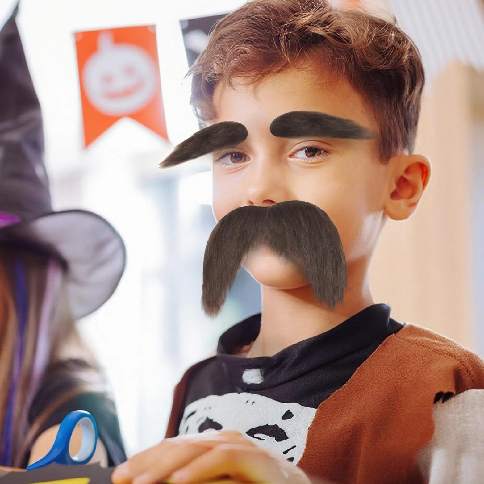 Fałszywy zestaw brwi, 3 kolory, wąsy do przyklejenia, do sztucznych wąsów, zabawne akcesoria do kostiumu na karnawał, Halloween, imprezę i cosplay, rekwizyty fotograficzne i odgrywanie ról