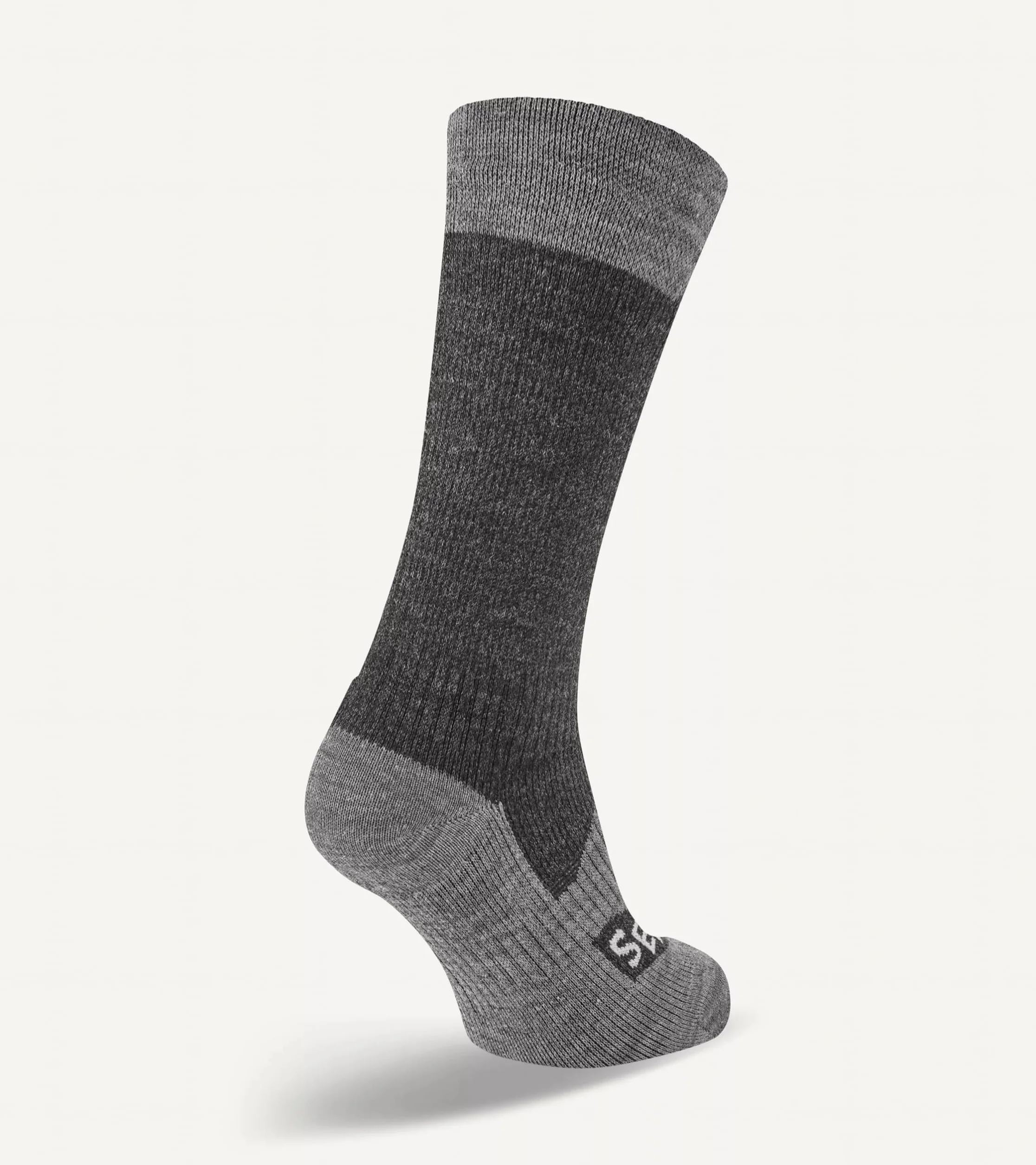 SEALSKINZ Raynham Wodoodporne skarpety średniej długości, uniseks, na każdą pogodę, czarny/szary marmur, rozmiar L