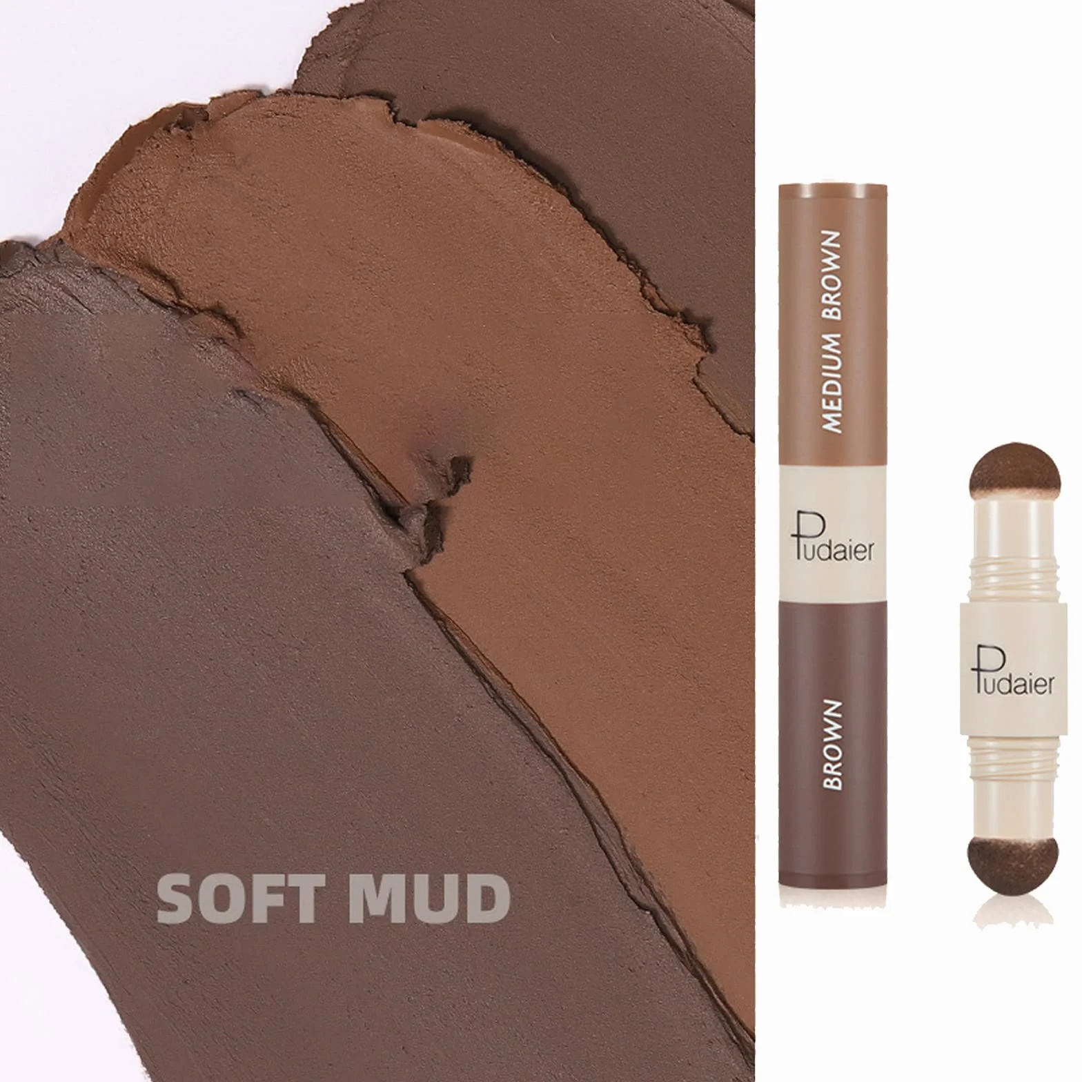 EONFAVE Dwukolorowy, wodoodporny puder do włosów, natychmiastowe krycie, puder objętościowy, długo utrzymujący się, do maskowania linii włosów, puder do szerokiego czoła, kolor (02 brązowy i średni