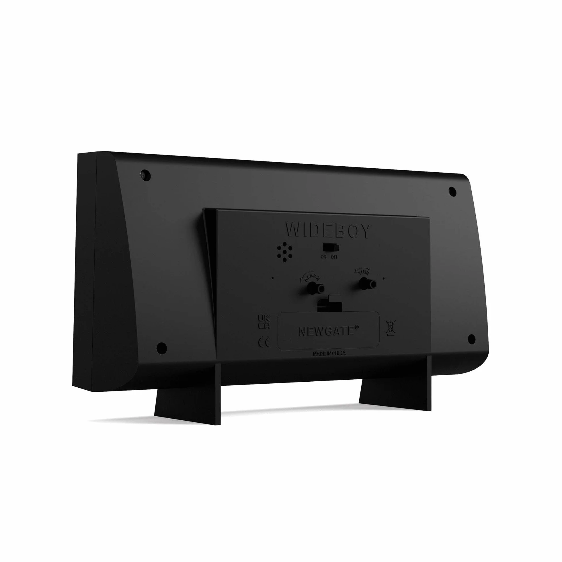 NEWGATE Budzik Wideboy | Prostokątny design retro | Czarny | Tarcza z połowy wieku | Idealny do łóżka, biurka, kominka lub półki | Retro sypialnia i akcesoria biurowe