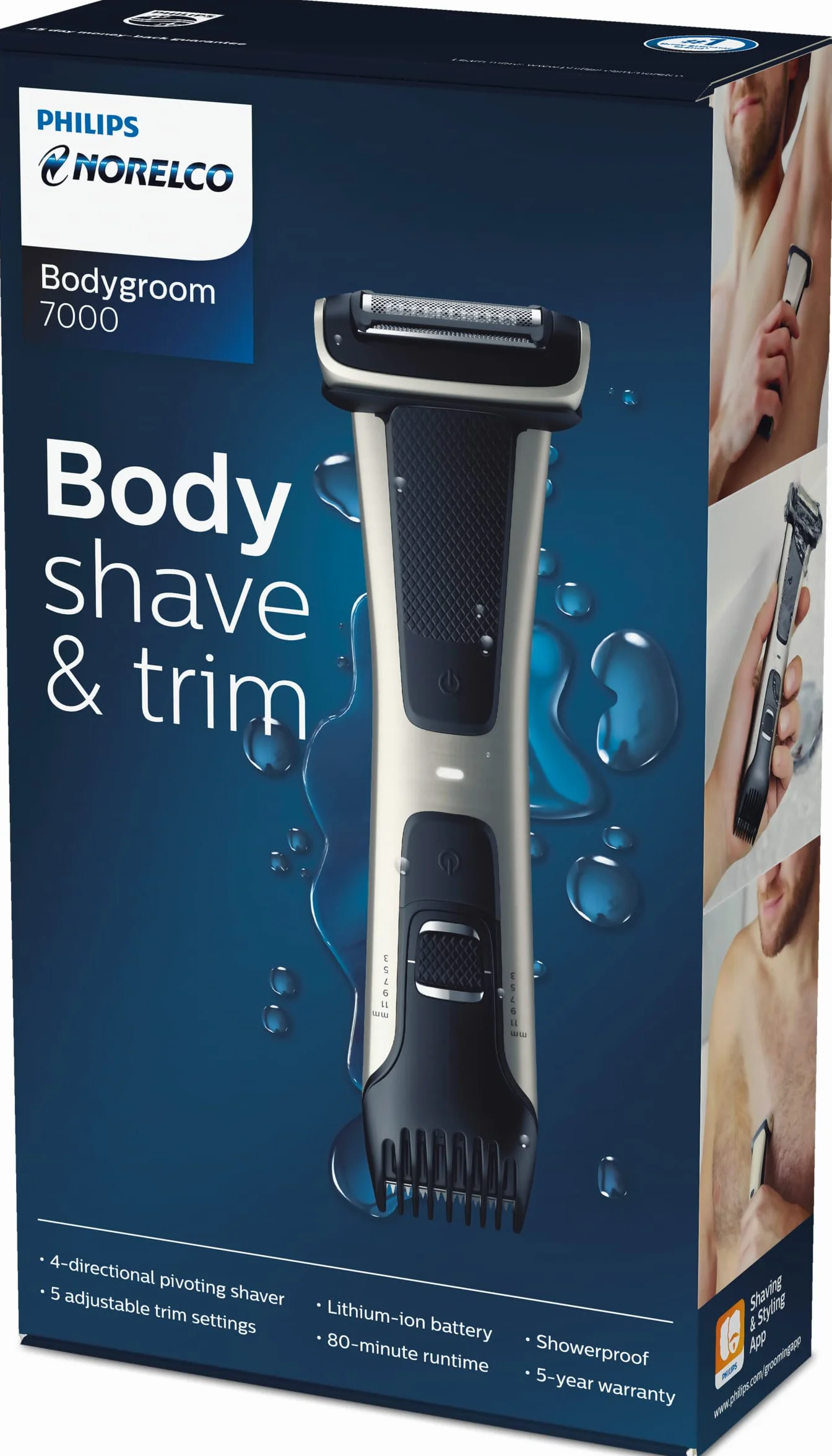 Philips Norelco Bodygroomer BG7030/49 trymer golarka odporny na prysznic przyjazny dla skóry