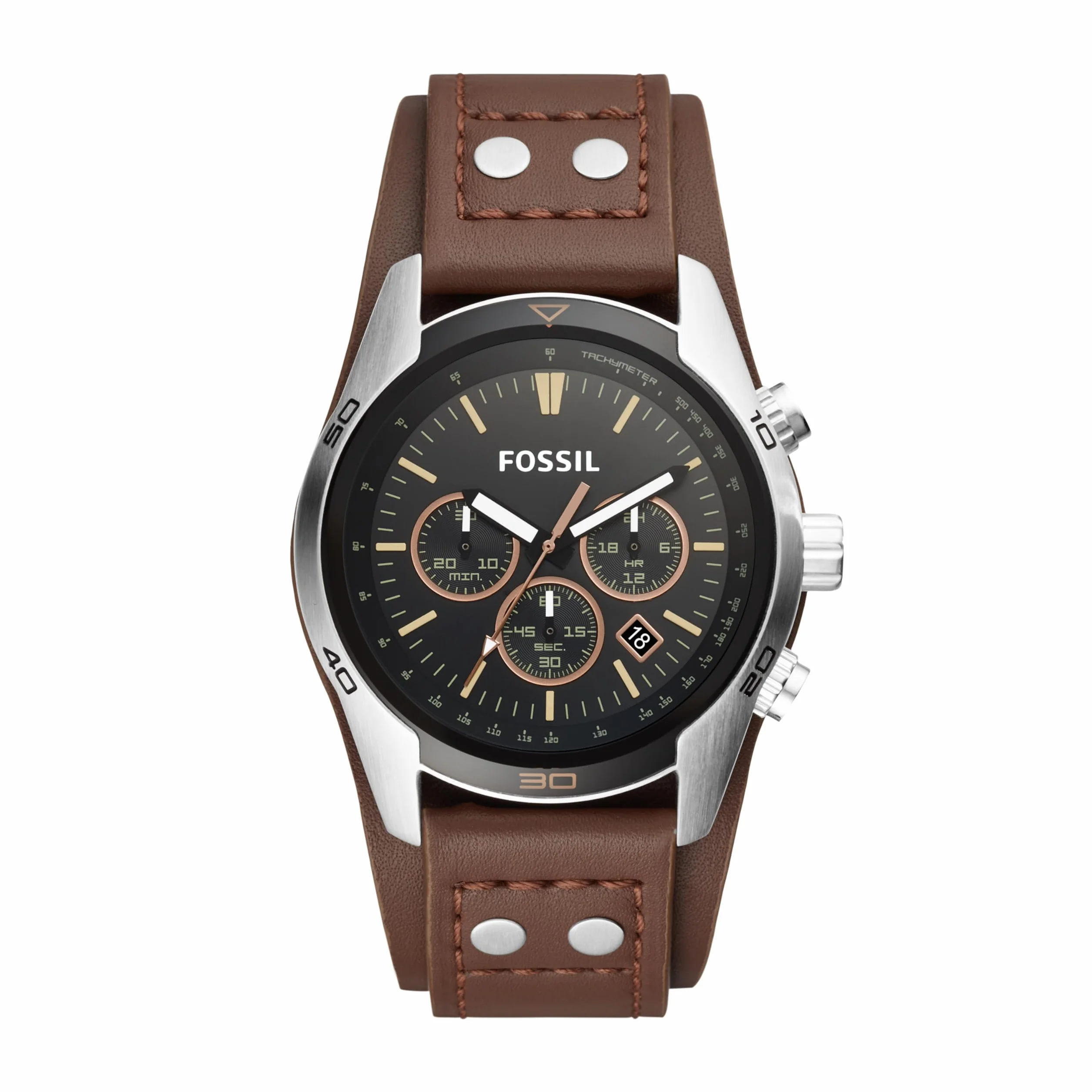 Fossil Coachman męski zegarek, mechanizm chronografu z paskiem ze stali szlachetnej lub skóry