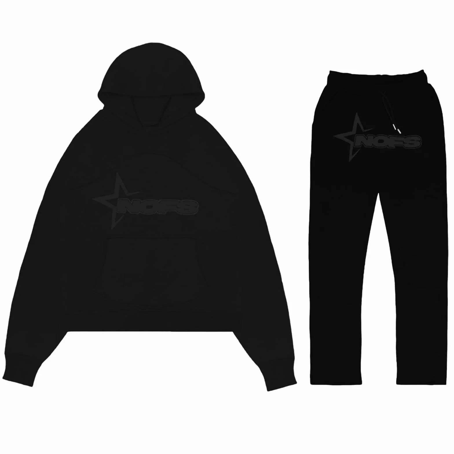 Nofs 2-częściowy męski dres do joggingu, Y2K, bawełniany, bluza sportowa z kapturem Y2K + spodnie Nofs, męski dres sportowy, strój treningowy w stylu Streetwear 2024, S