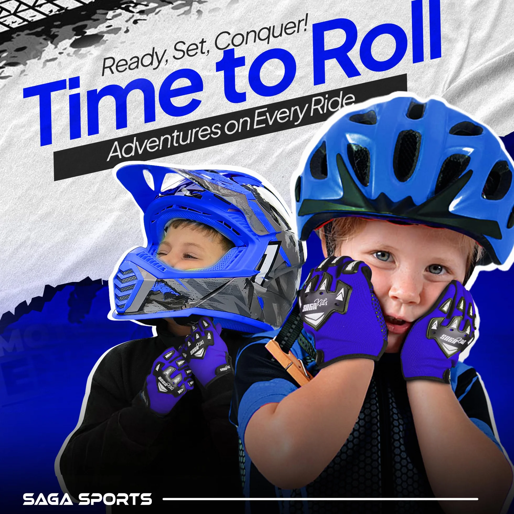 Rękawice rowerowe dla dzieci Trwałe i wygodne rękawice motocrossowe Idealna odzież motocyklowa dla Twojego dziecka (Blue, Large [8-10 Yrs])