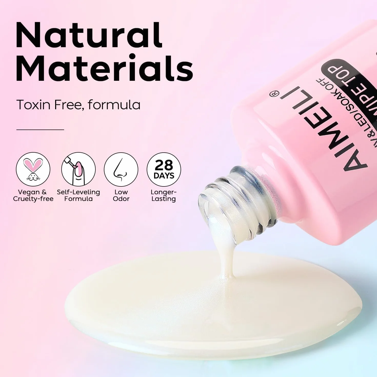 AIMEILI Pearl Glitter Top Coat Gel UV Gel lakier do paznokci, 10 ml No Wipe Top Coat do paznokci żelowych, poly żel, paznokcie akrylowe, szybki brokat, sztuka paznokci-001