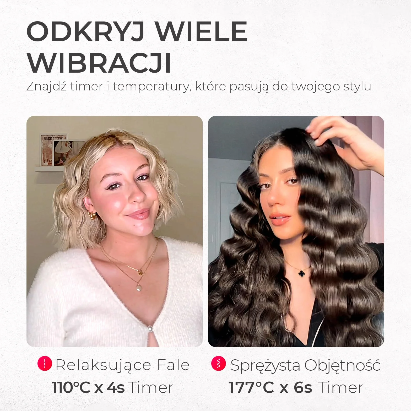 TYMO ROVY Lokówka do Fal dla Włosów, Lokówka do Dużych Loków Odpowiednia dla Początkujących, Hair Crimper Waver Curling Iron 32 mm, 4 Temperaturami i Wyświetlaczem LED, Ochrona Przed Oparzeniami
