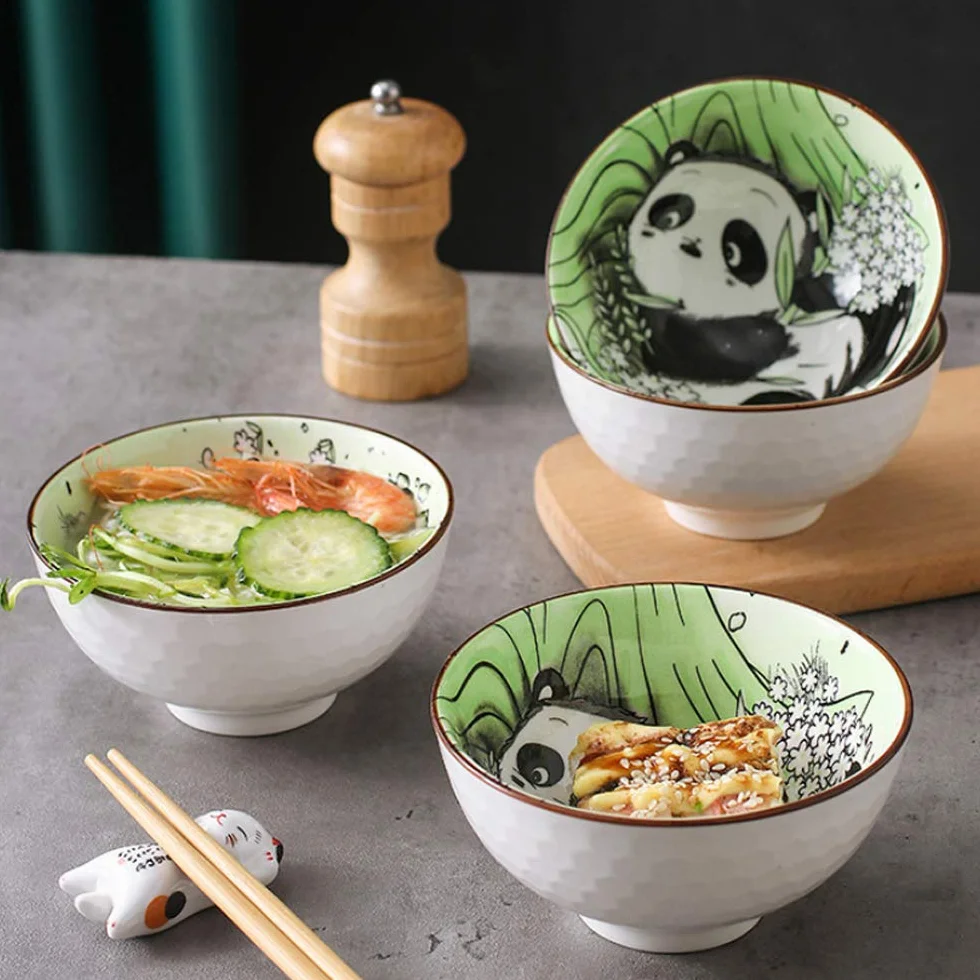 Ceramiczne Miski do Zupy, Śniadań i Deserów - Porcelanowy Zestaw 4 szt na Musli, Sałatki, Lody, Makaron, Ryż i Zupy