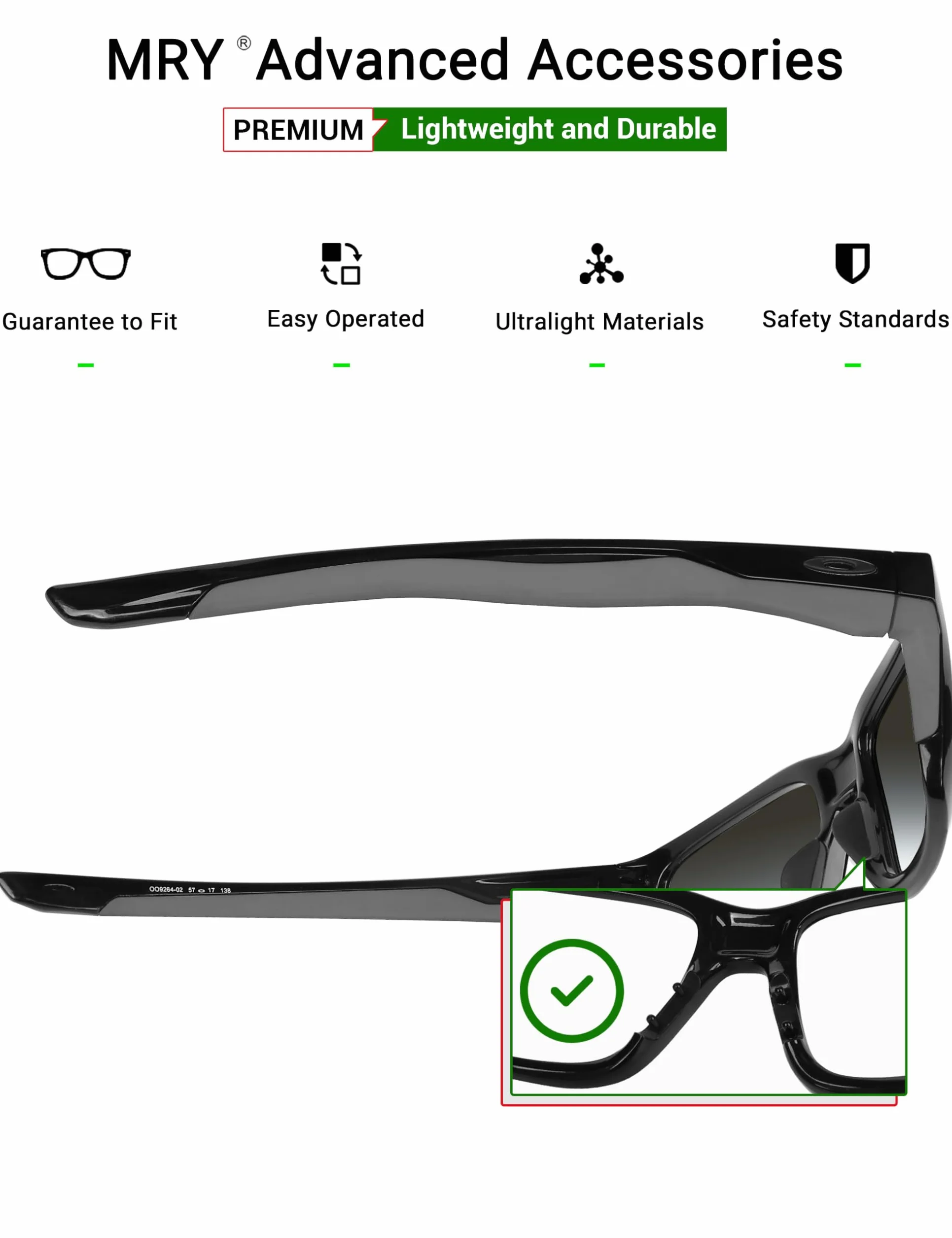 Mryok Wymienne nauszniki Nosepiece do okularów przeciwsłonecznych Oakley Mainlink/Mainlink XL/Mainlink MNP, Unikalny szary, Rozmiar uniwersalny