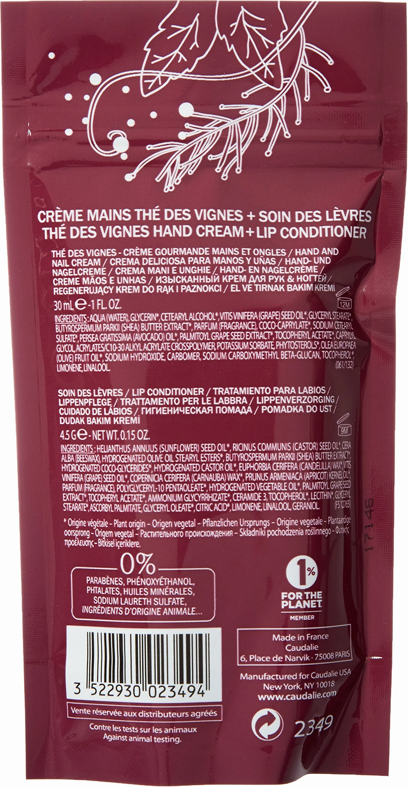Caudalie Thé Des Vignes Hand & Nail Cream 5 ml - Zestaw 2 szt