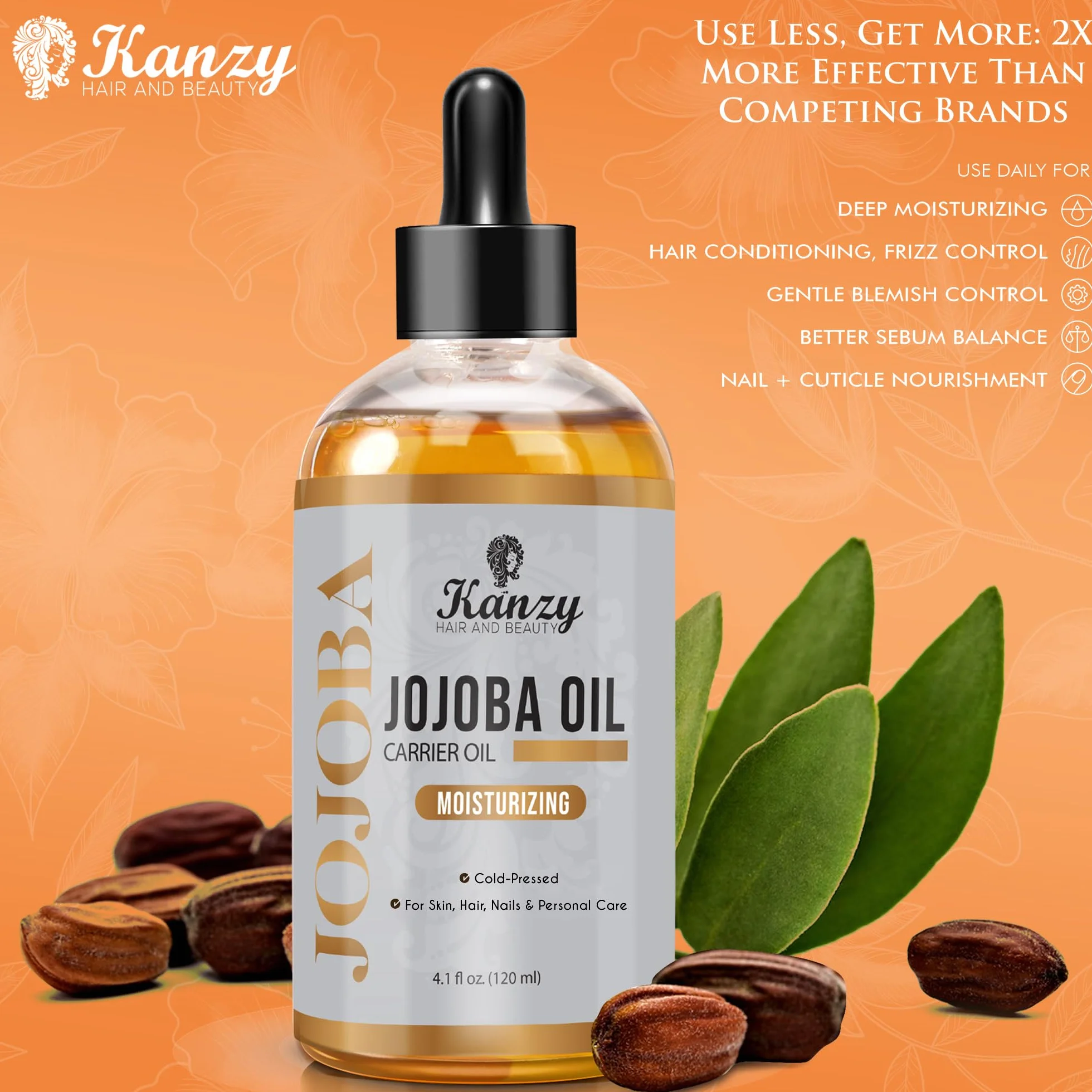 Olej Jojoba Bio 100% Czysty Tłoczony Na Zimno 120ml Nierafinowany Nośnikowy Do Włosów Paznokcie Ciało Skóra Twarz