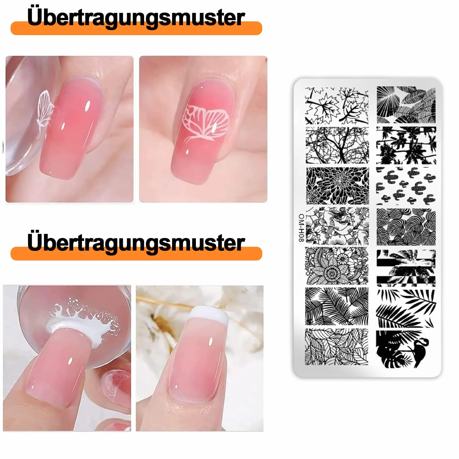 Szablony do paznokci, 3 sztuki stempli do paznokci, zestaw stempli do paznokci, szablony, stemple artystyczne, do manicure "zrób to sam"