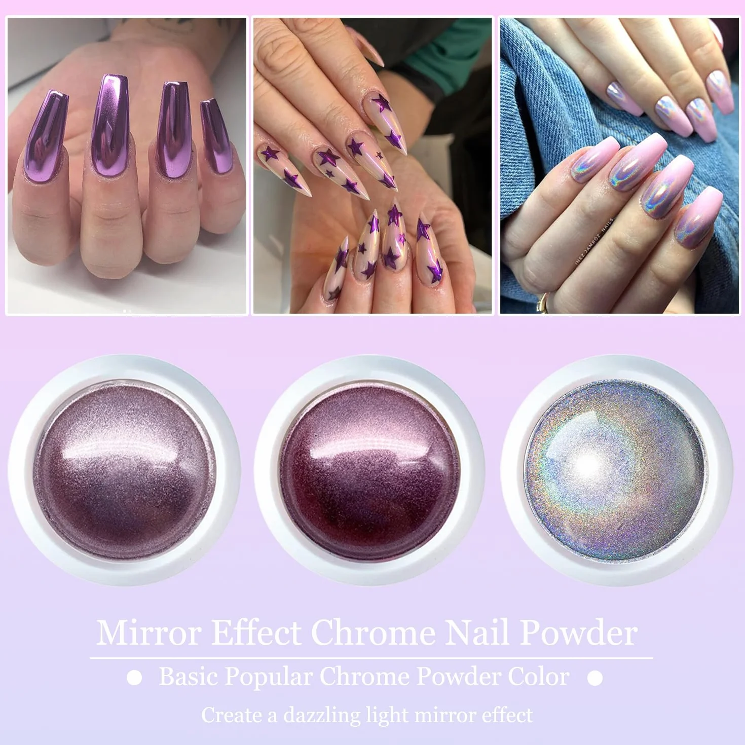 6 kolorów chromowany puder do paznokci - metaliczny efekt lustrzany Cromer Nail Powder, perłowy złoty holograficzny puder do zdobienia paznokci, dekoracja manicure, 6 kolorów