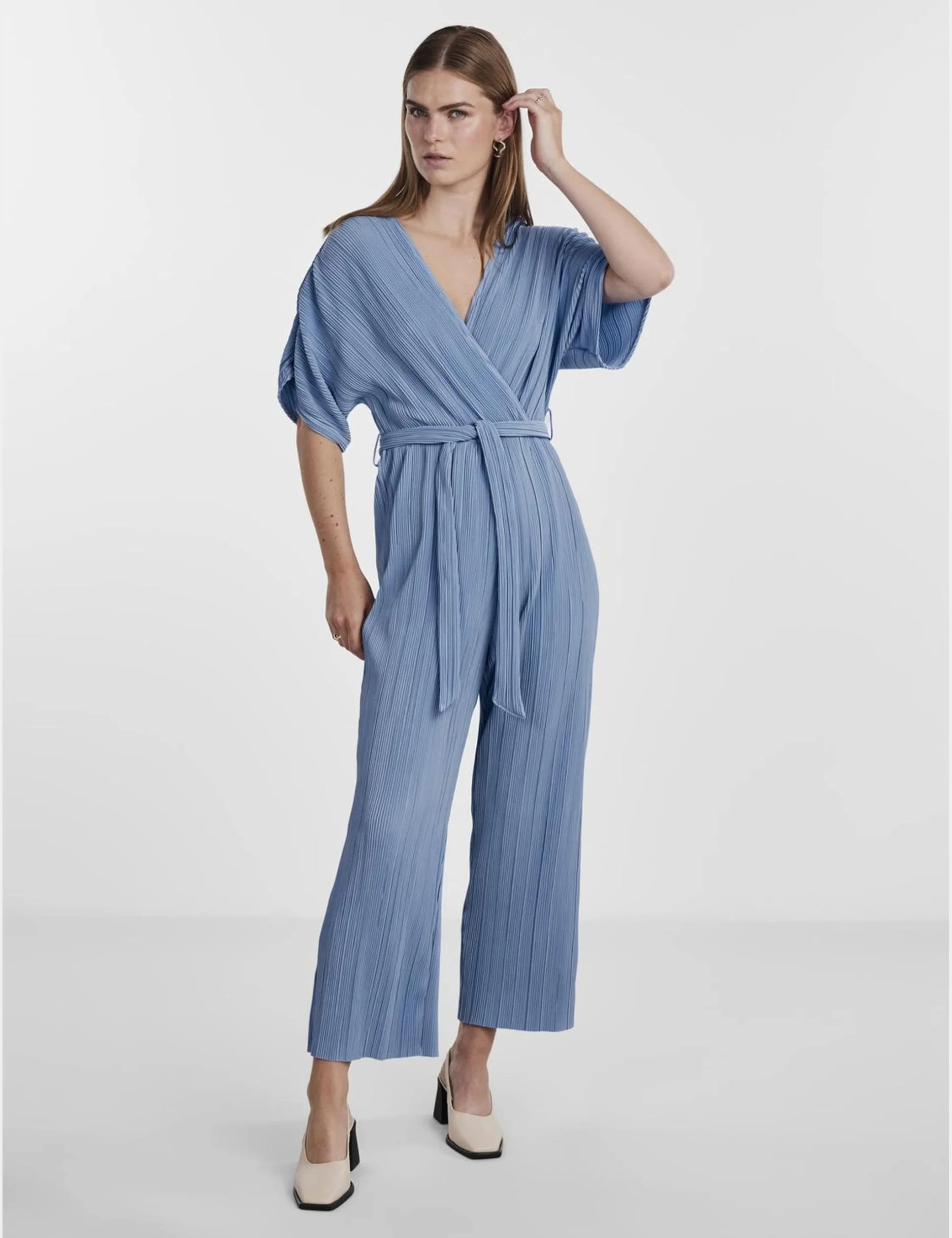 YAS Yasolinda Ss Ankle Jumpsuit S. Noos, Ashleigh Blue, 36